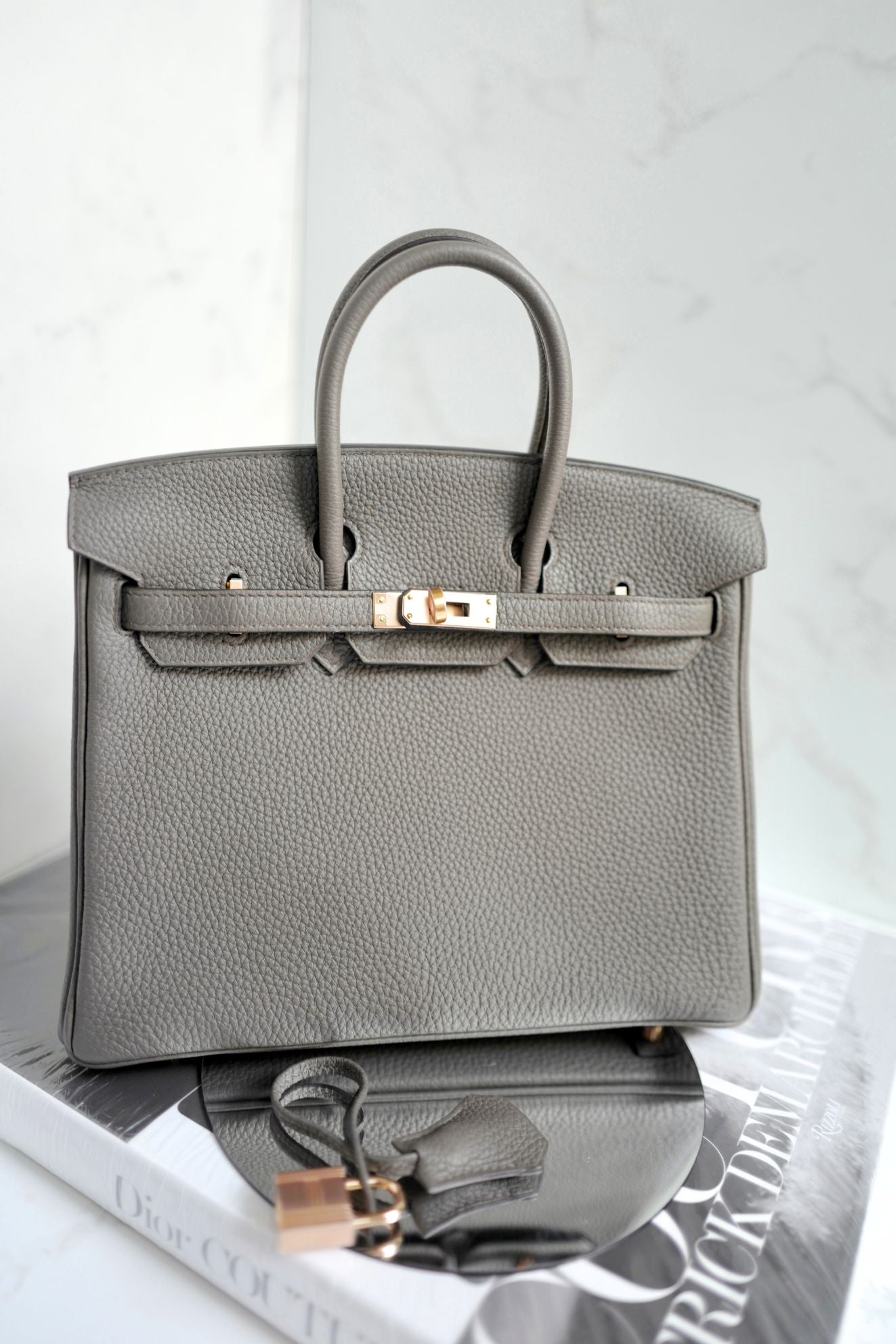 Hermès Birkin 25 Etain Togo Leather Gold Hardware Z Stamp
