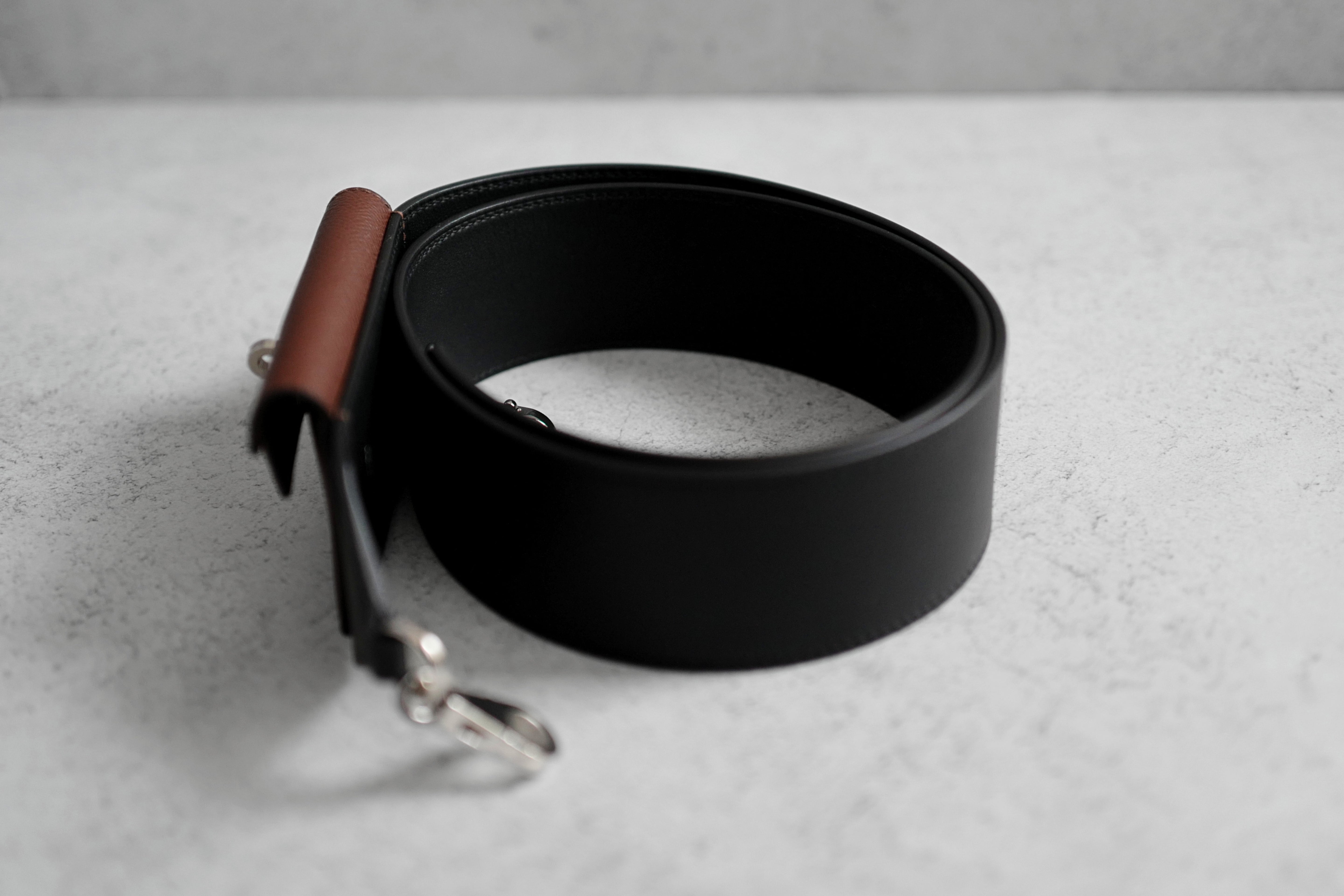Hermès Kelly Pocket Bag Strap Noir/Terre Swift Epsom Calfskin 105 mm