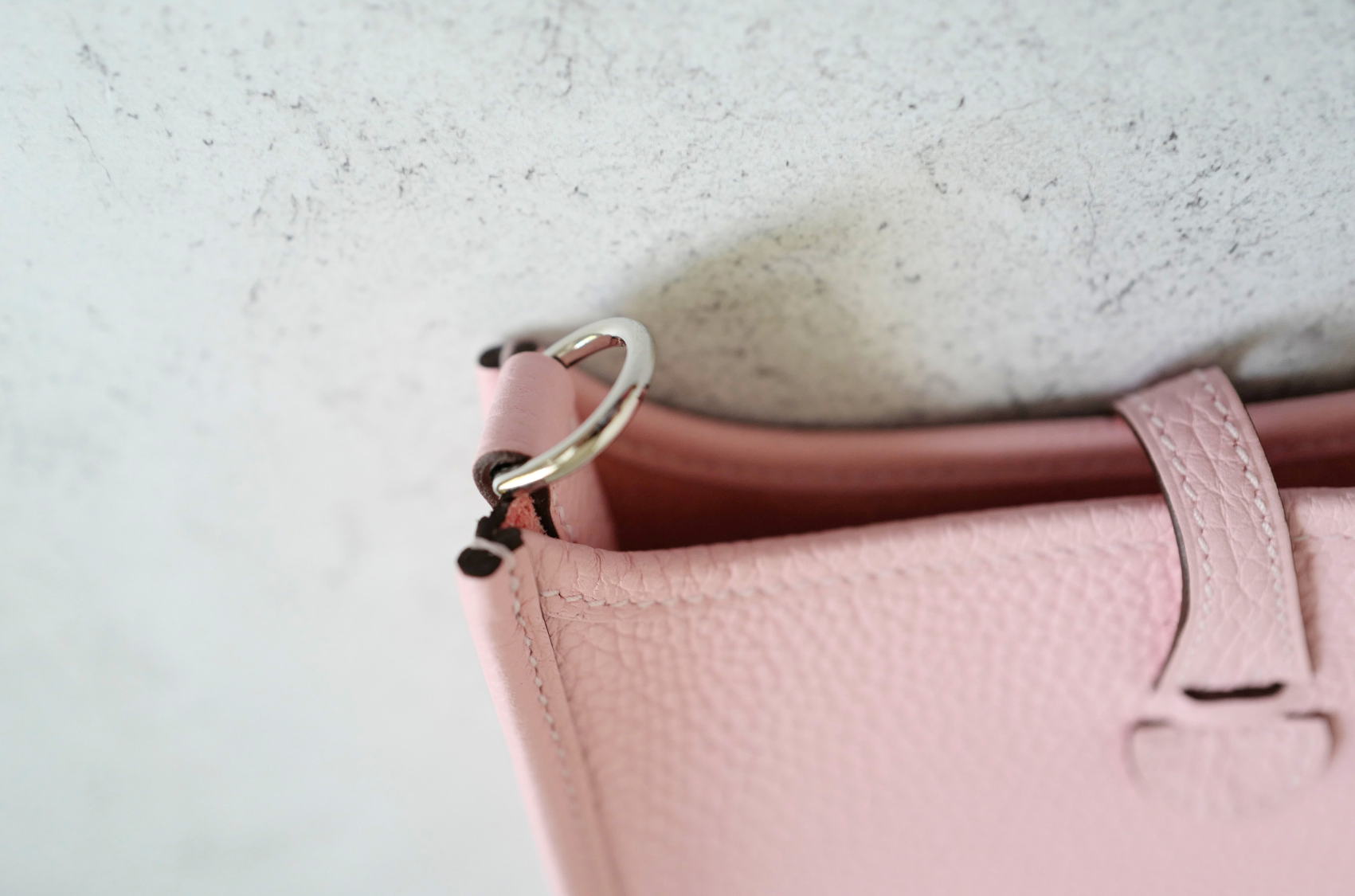 BNIB Hermès Mini Evelyne Bag Rose Sakura Clemence Leather Palladium Hardware