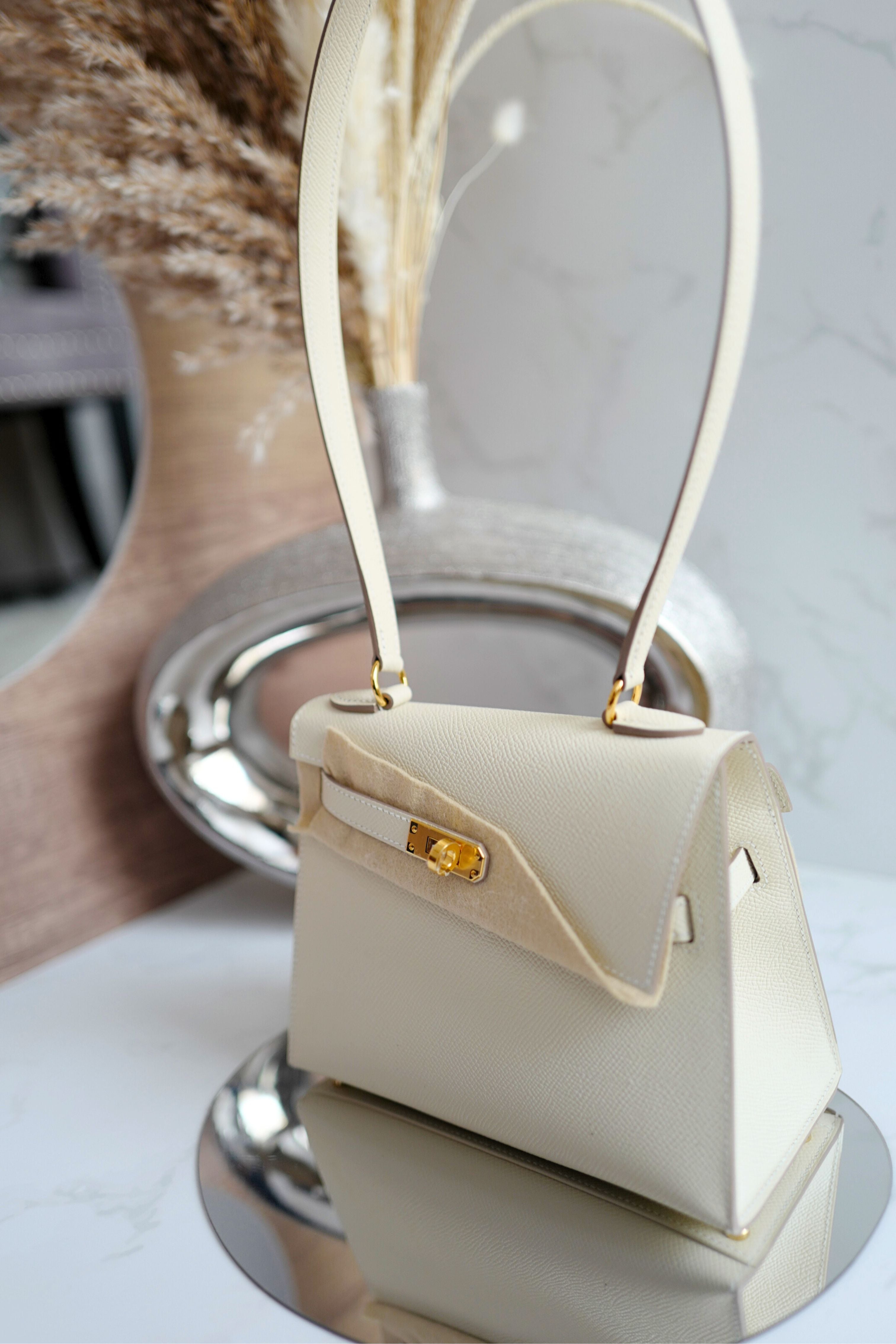 BNIB Hermes Kelly En Desordre Craie Epsom Gold HW Limited Edition