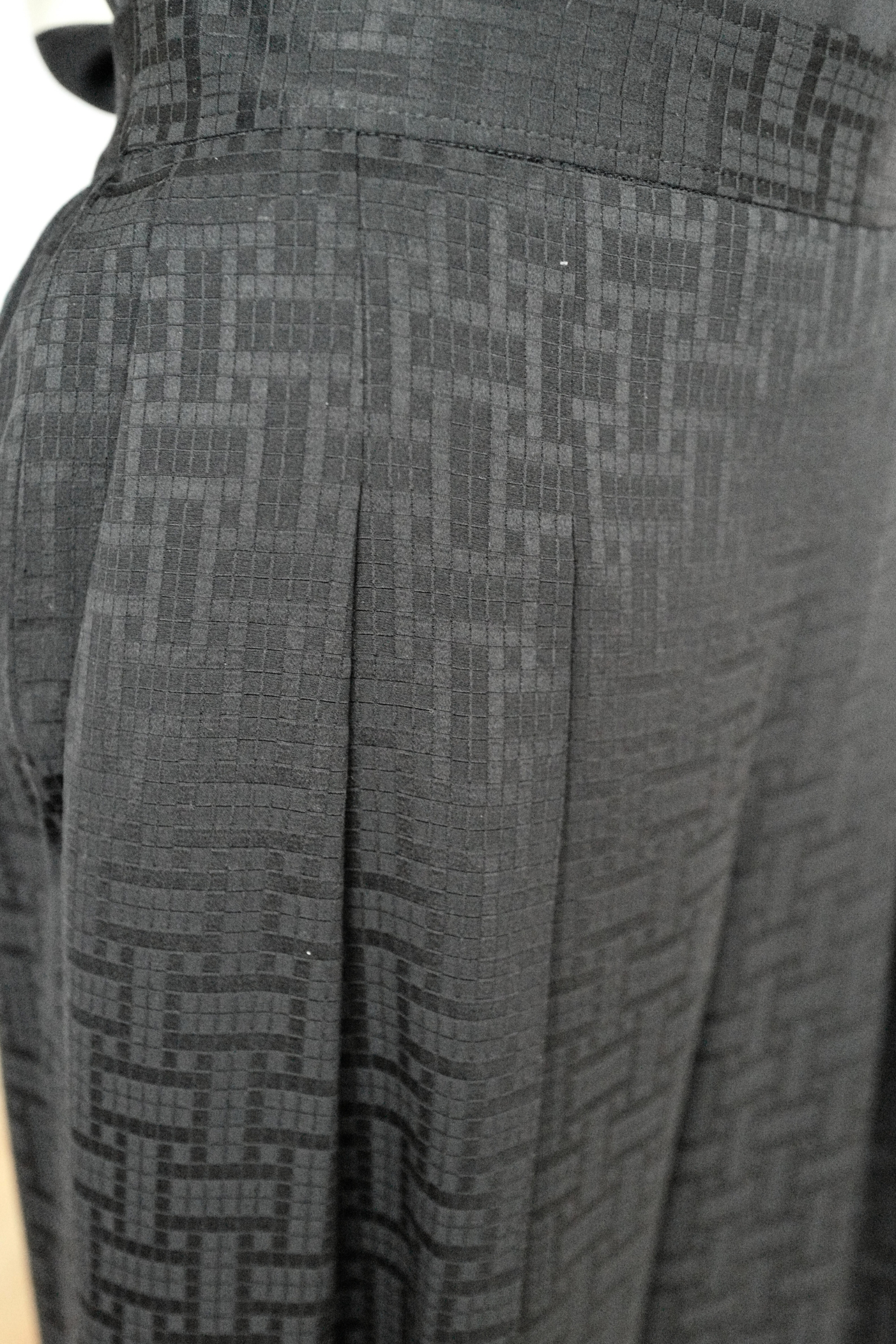 New Hermès Mosaique Wide-Leg Pants Noir Black Size 36