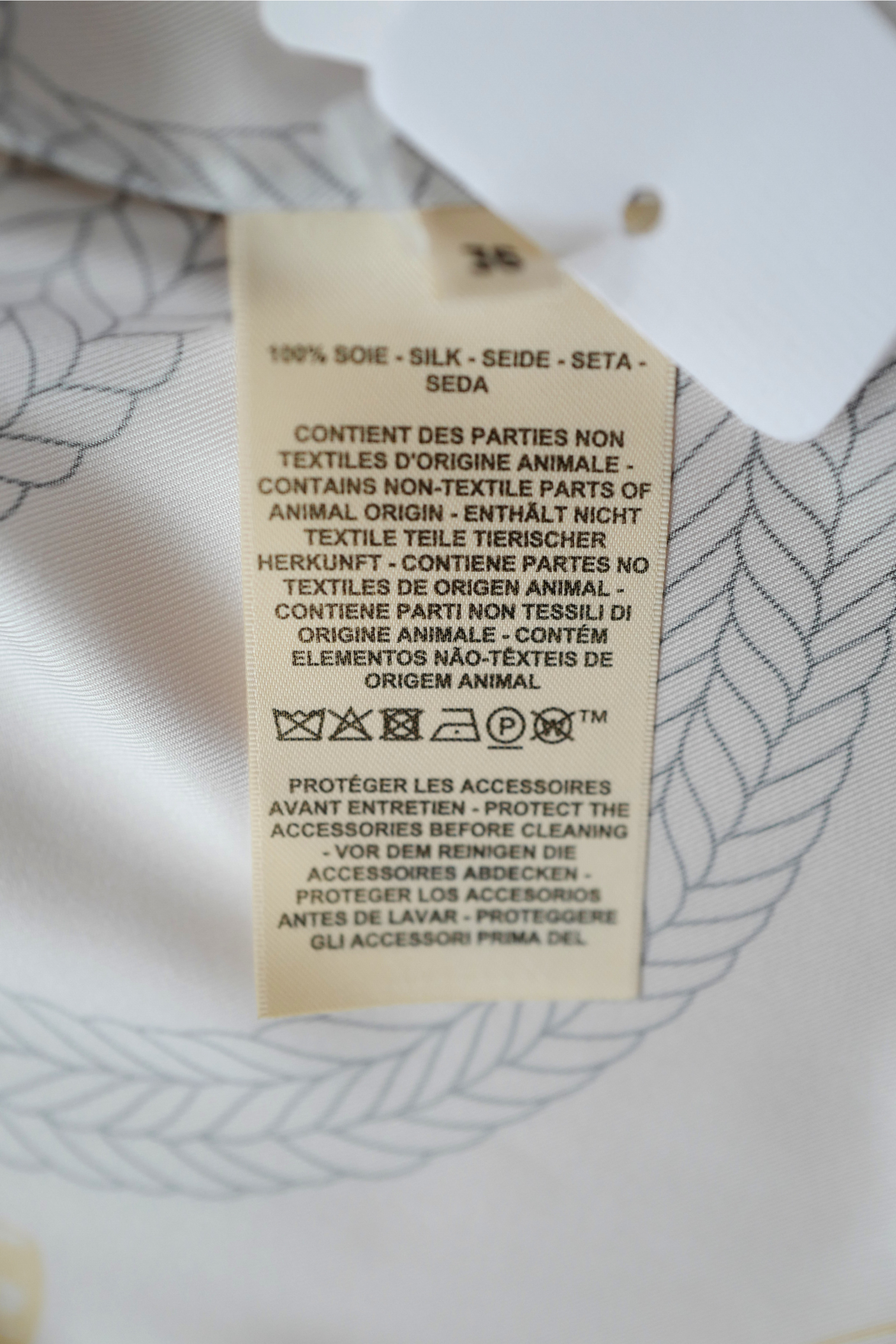 NEW Hermès "Palefroi Remix" Shirt Dress Blanc Nacre Silk Size 36