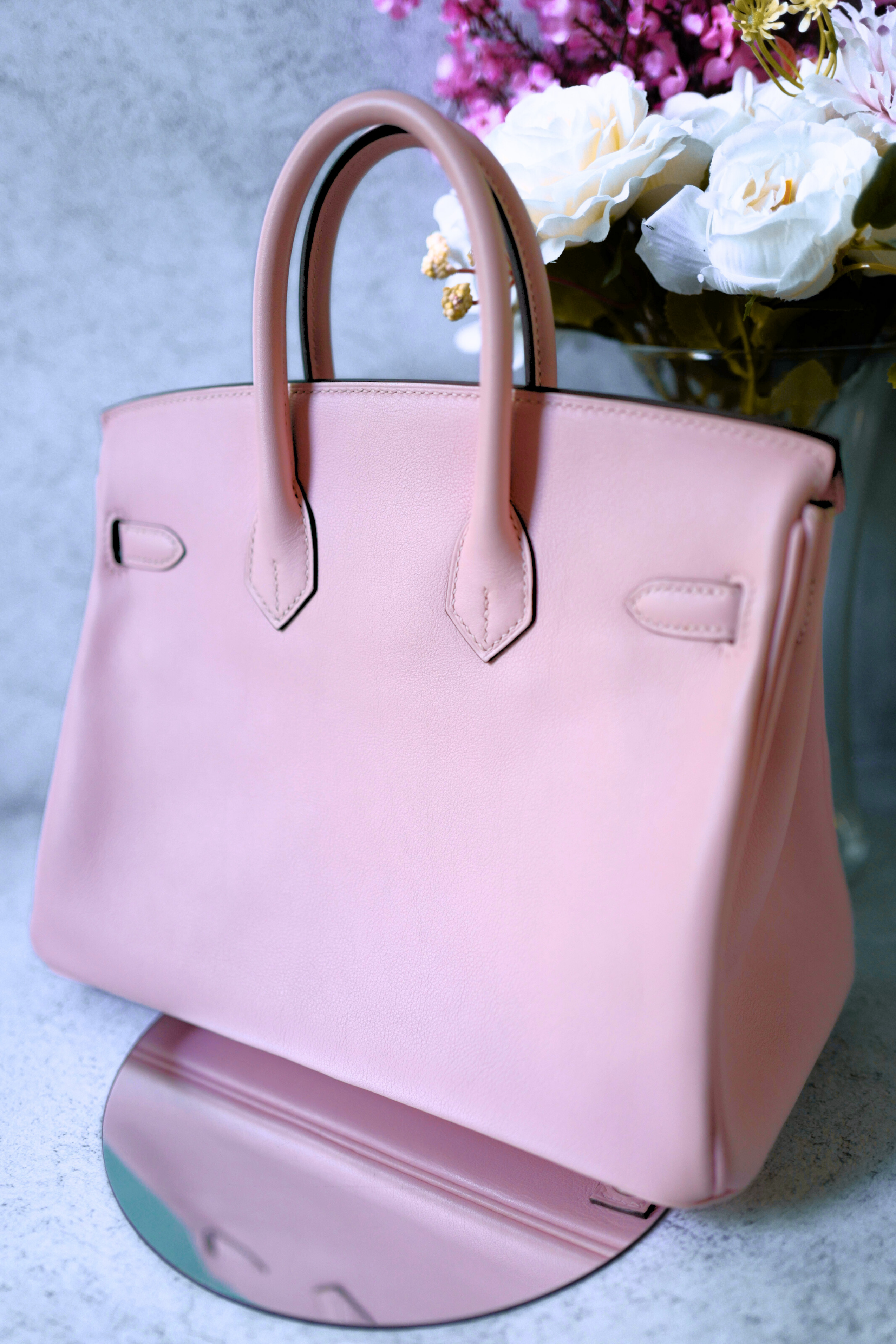 Hermès Birkin 25 Rose Sakura Swift Palladium Hardware D Stamp