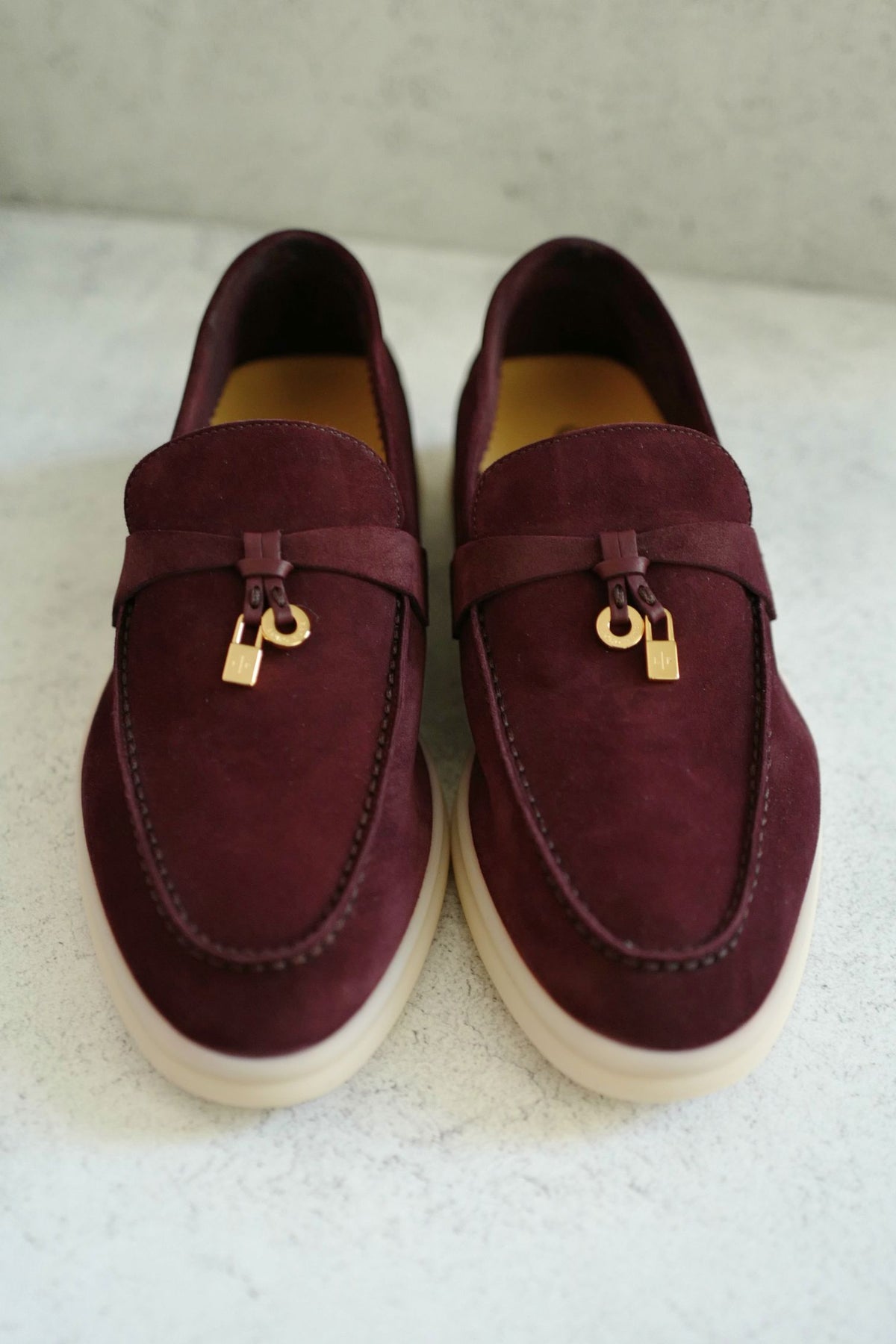 BNIB Loro Piana Summer Charms Walk Loafer Burgundy Suede Calfskin Size 37.5