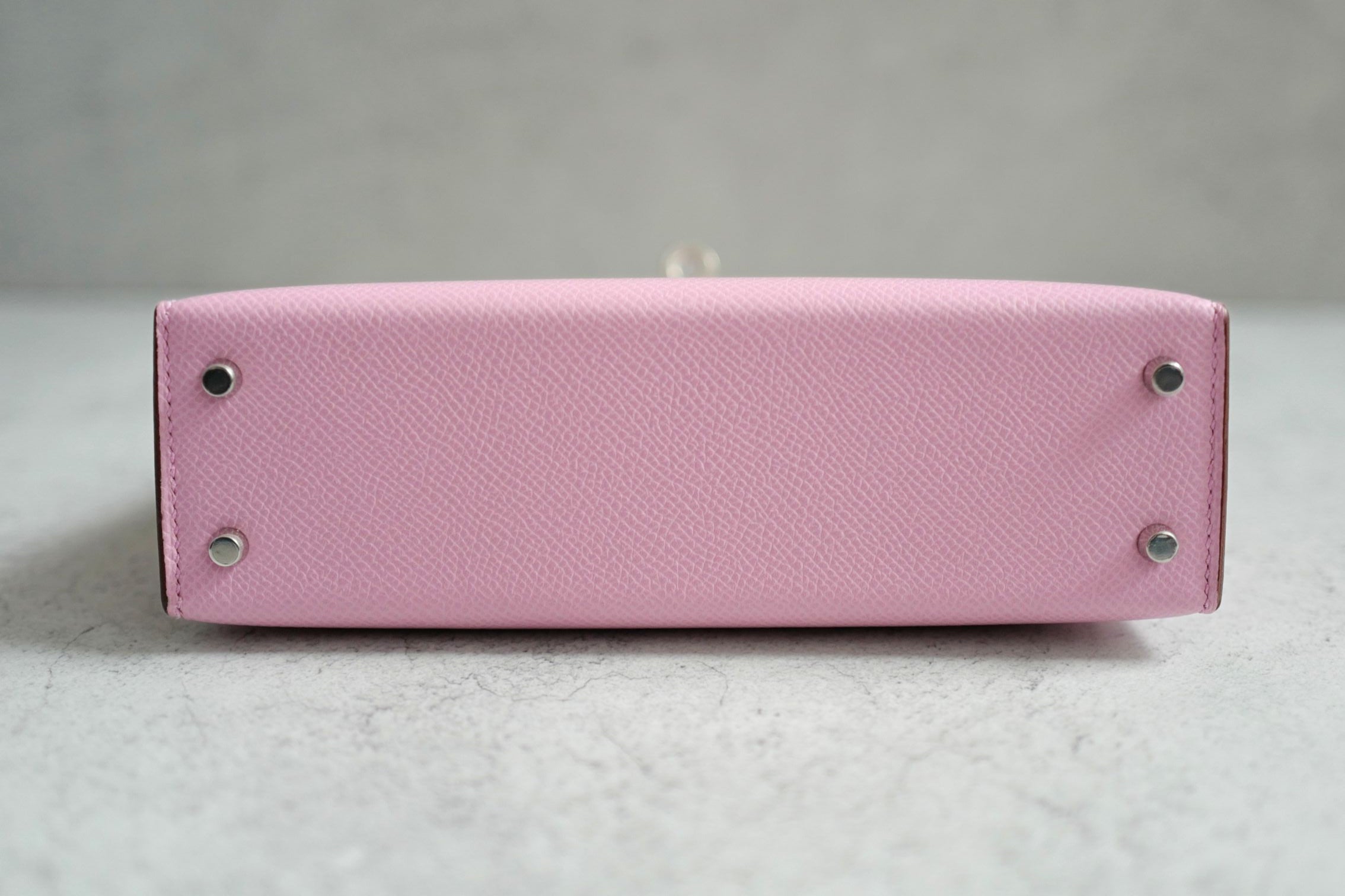 NEW Hermes Mini Kelly Mauve Sylvestre Epsom Leather Palladium Hardware