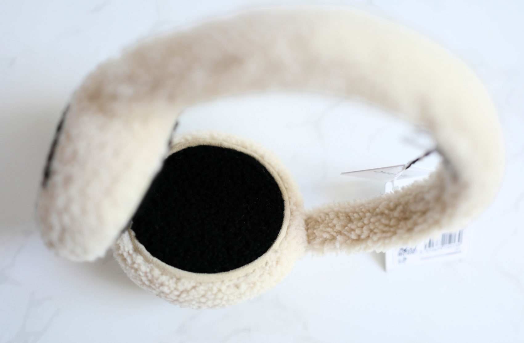 BNIB Chanel CC Earmuffs in Shearling Wool Ecru/Black