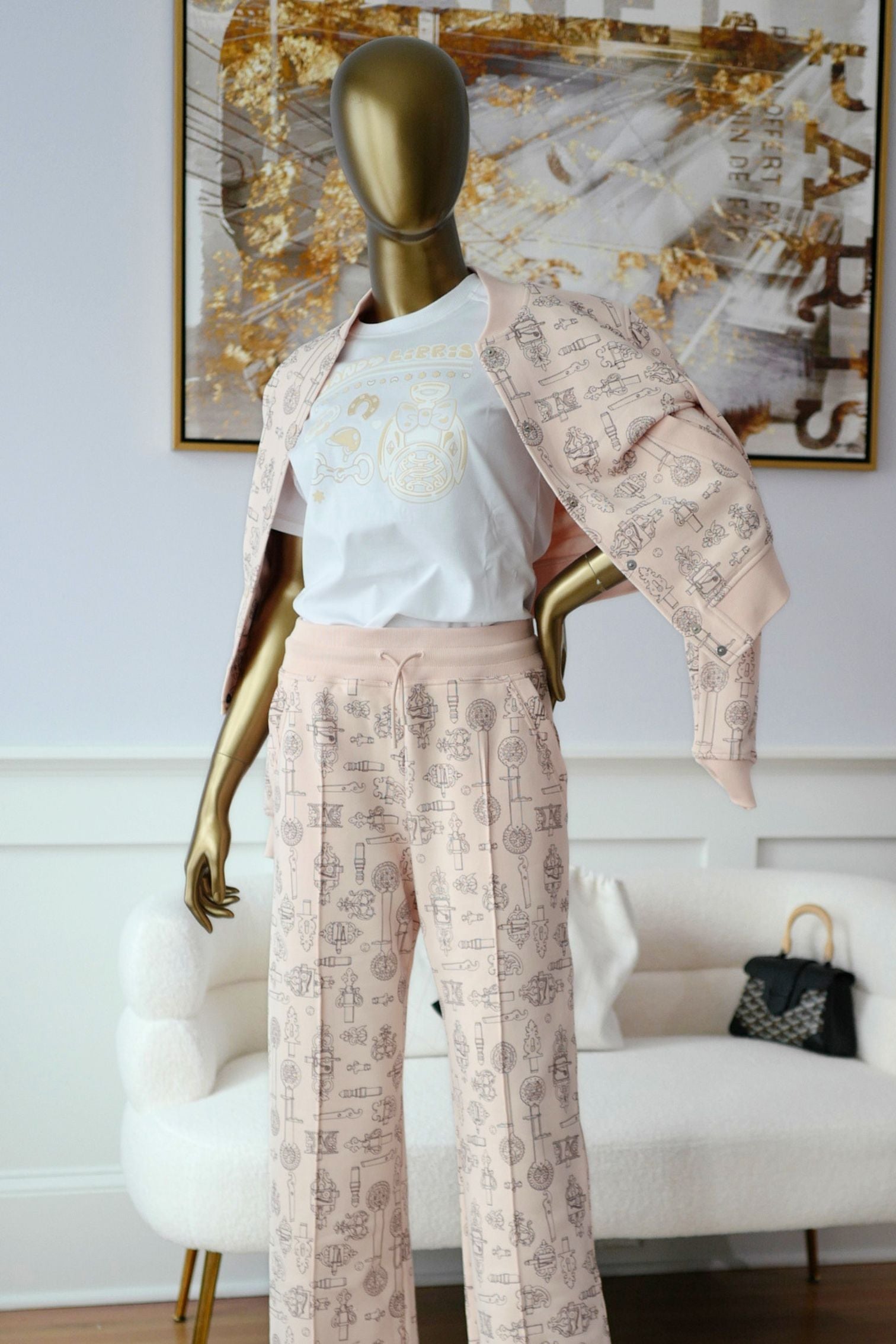 Hermes Varsity Jacket "Ferronnerie Remix" Rose Opaline Cotton Size 36