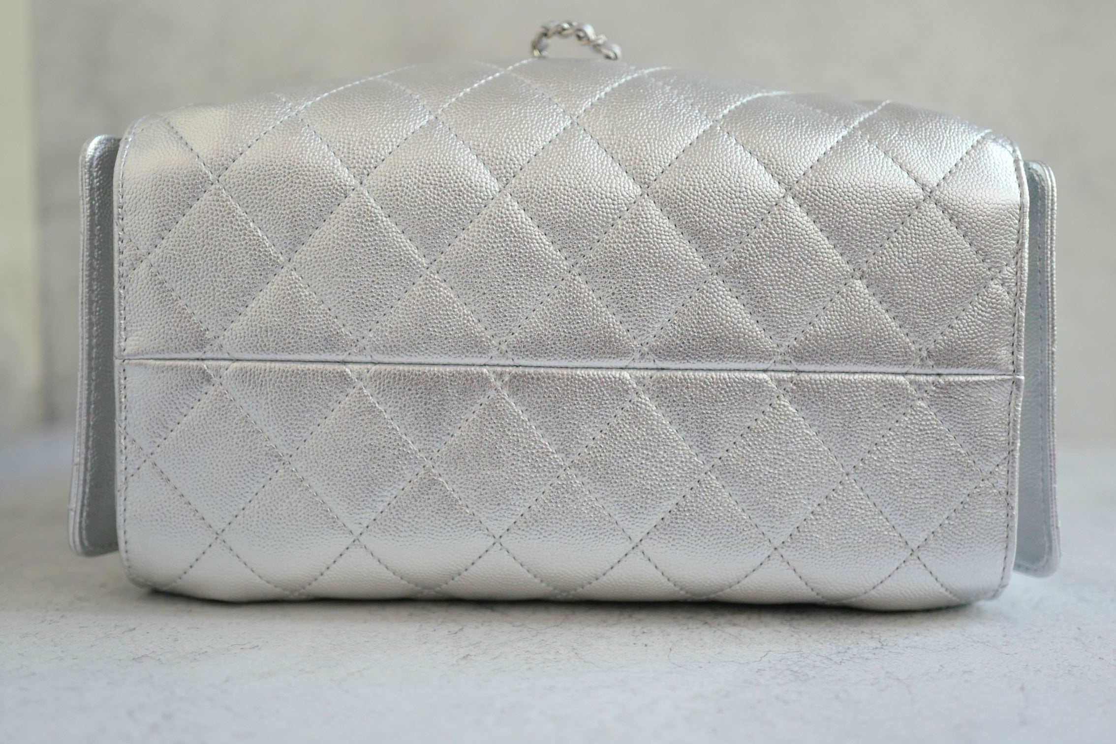 Chanel 26C Small Hobo Silver Metallic Grained Calfskin Silver Hardware