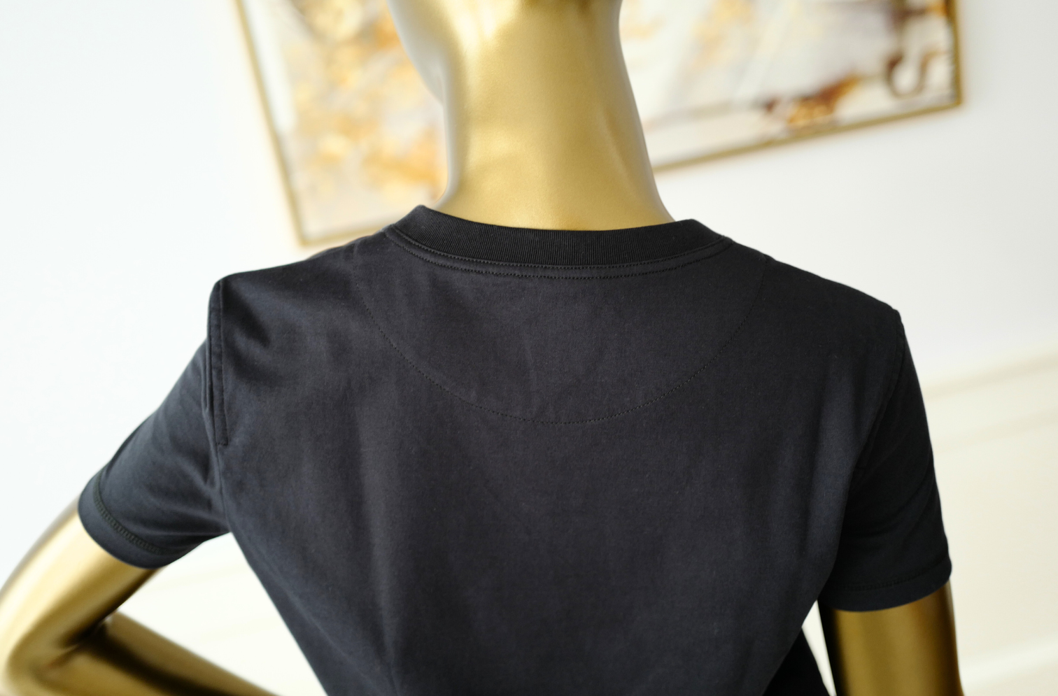 New Hermès Women’s Printed Straight T-Shirt Bleu Noir Size 36