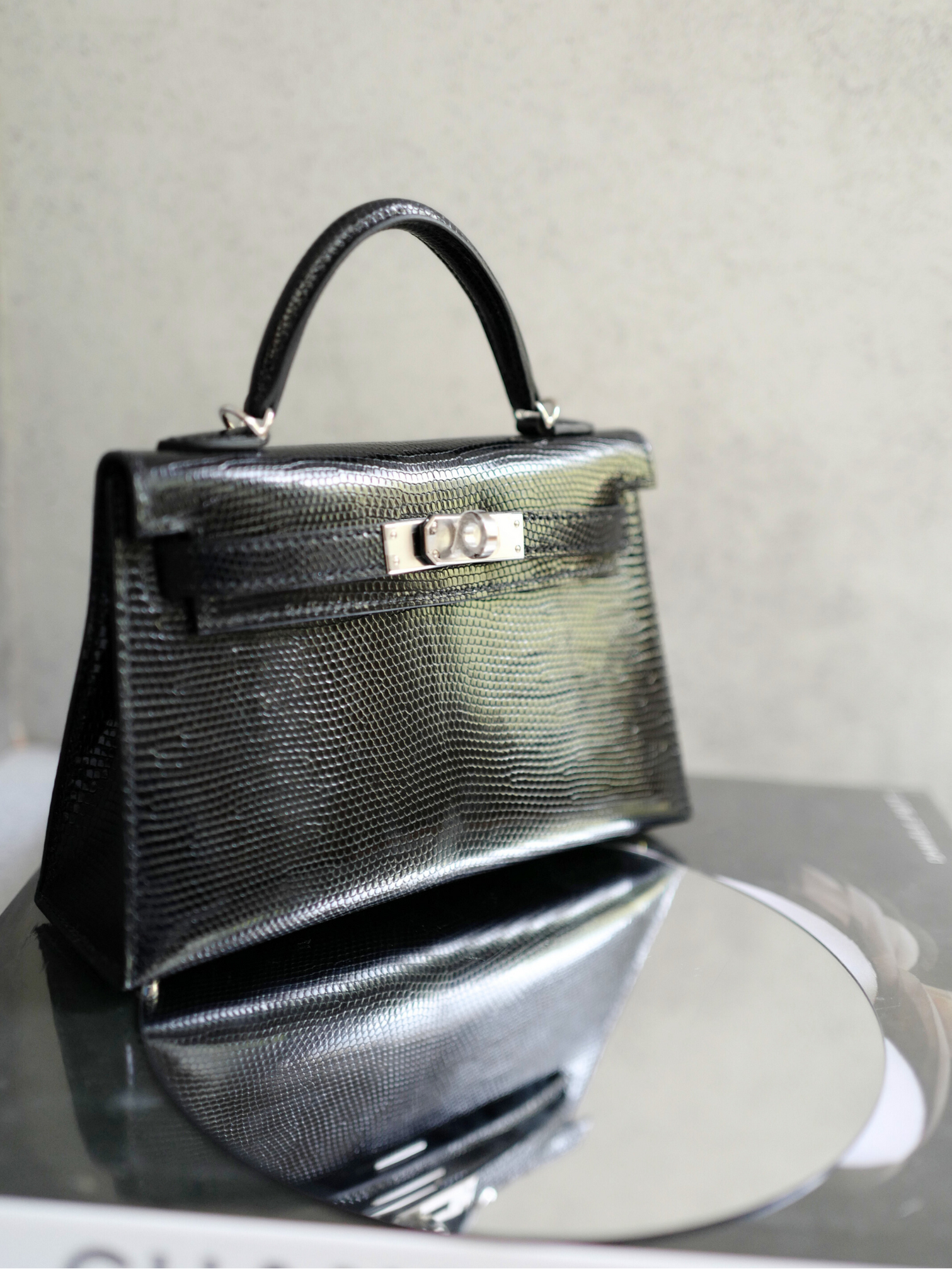BNIB Hermès Mini Kelly 20 Noir Black Lizard Palladium Hardware Stamp W 2025