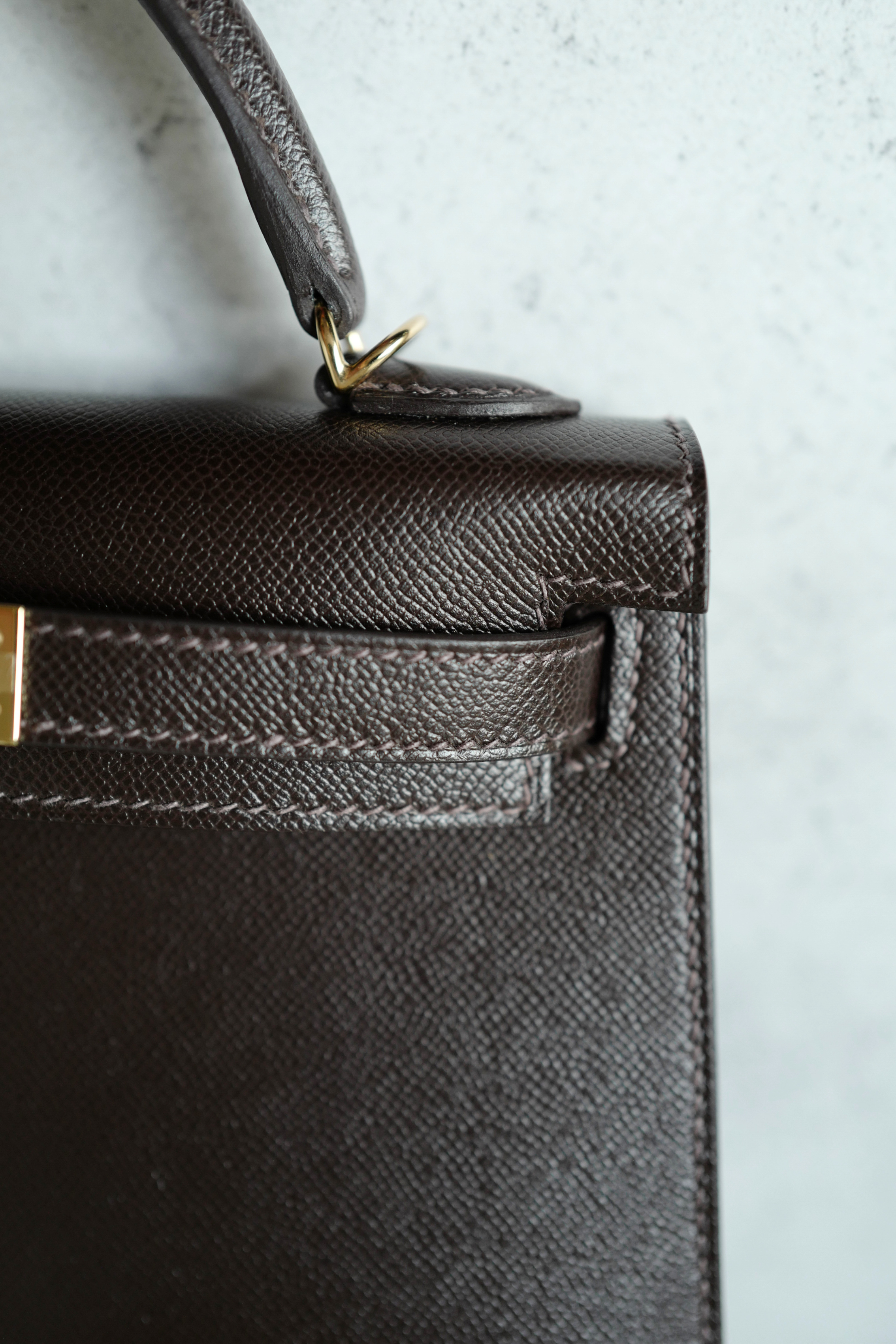 Hermès Mini Kelly 20 Bag in Bai Brun Veau Madame Leather with Permabrass Hardware K Stamp