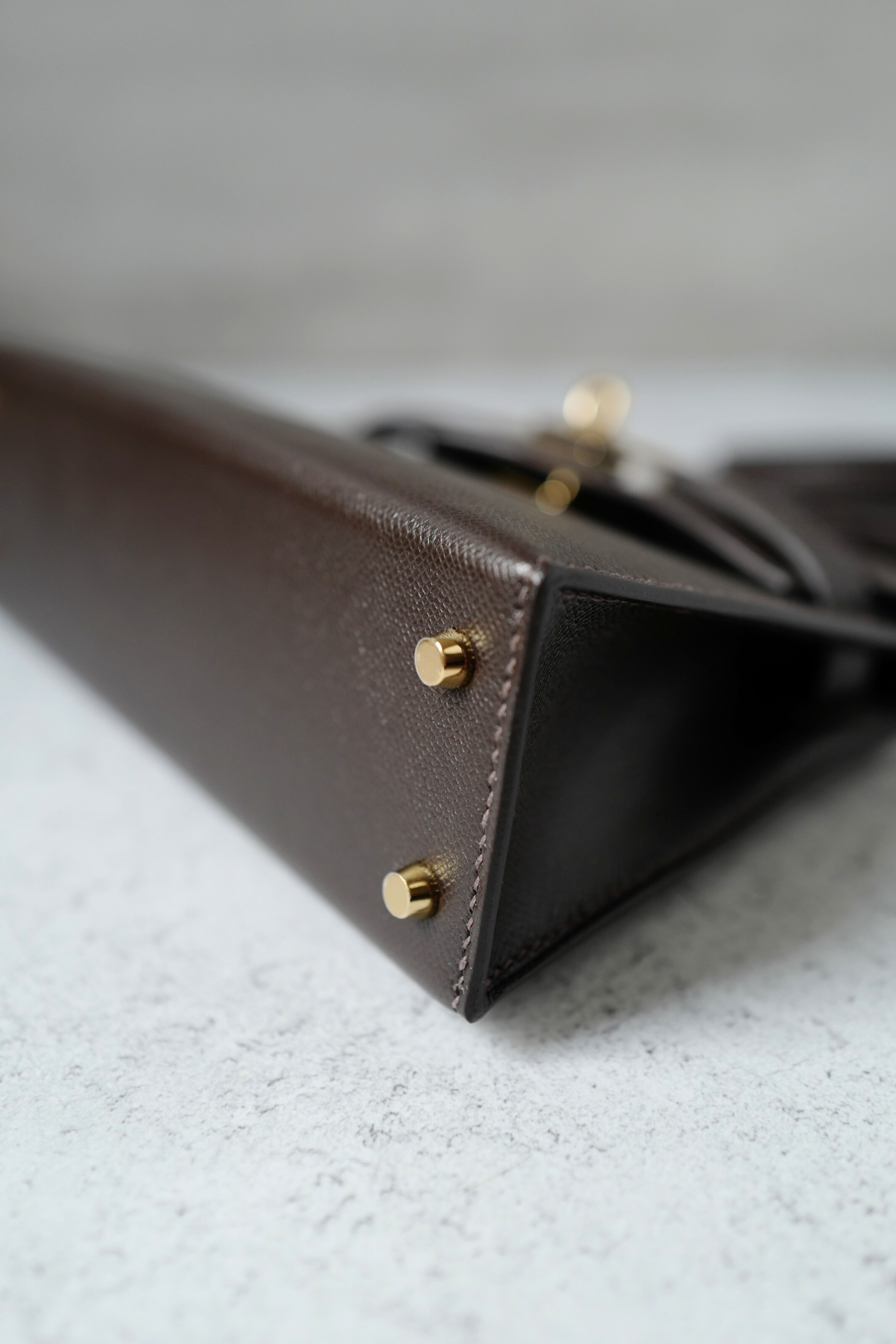Hermès Mini Kelly 20 Bag in Bai Brun Veau Madame Leather with Permabrass Hardware K Stamp