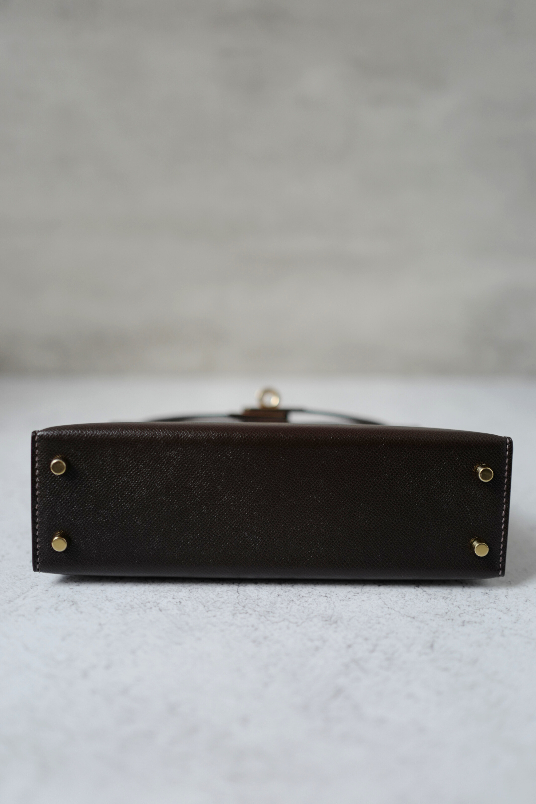 Hermès Mini Kelly 20 Bag in Bai Brun Veau Madame Leather with Permabrass Hardware K Stamp