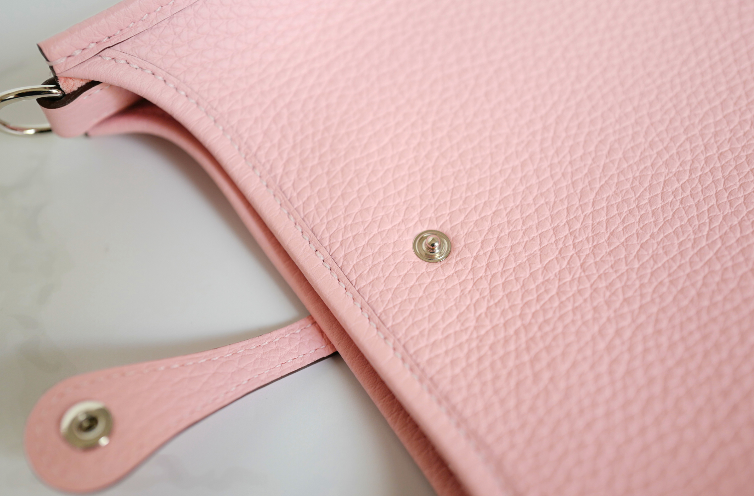 BNIB Hermès Mini Evelyne Bag Rose Sakura Clemence Leather Palladium Hardware