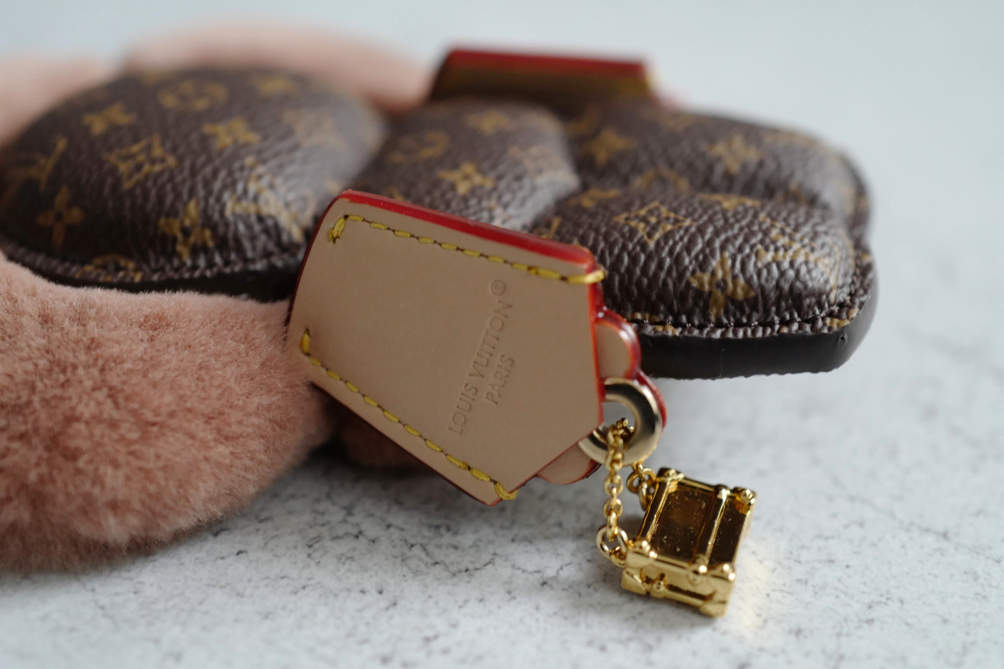 Louis Vuitton Vivienne Fashionista Bag Charm Brown Mink Leather Gold Hardware