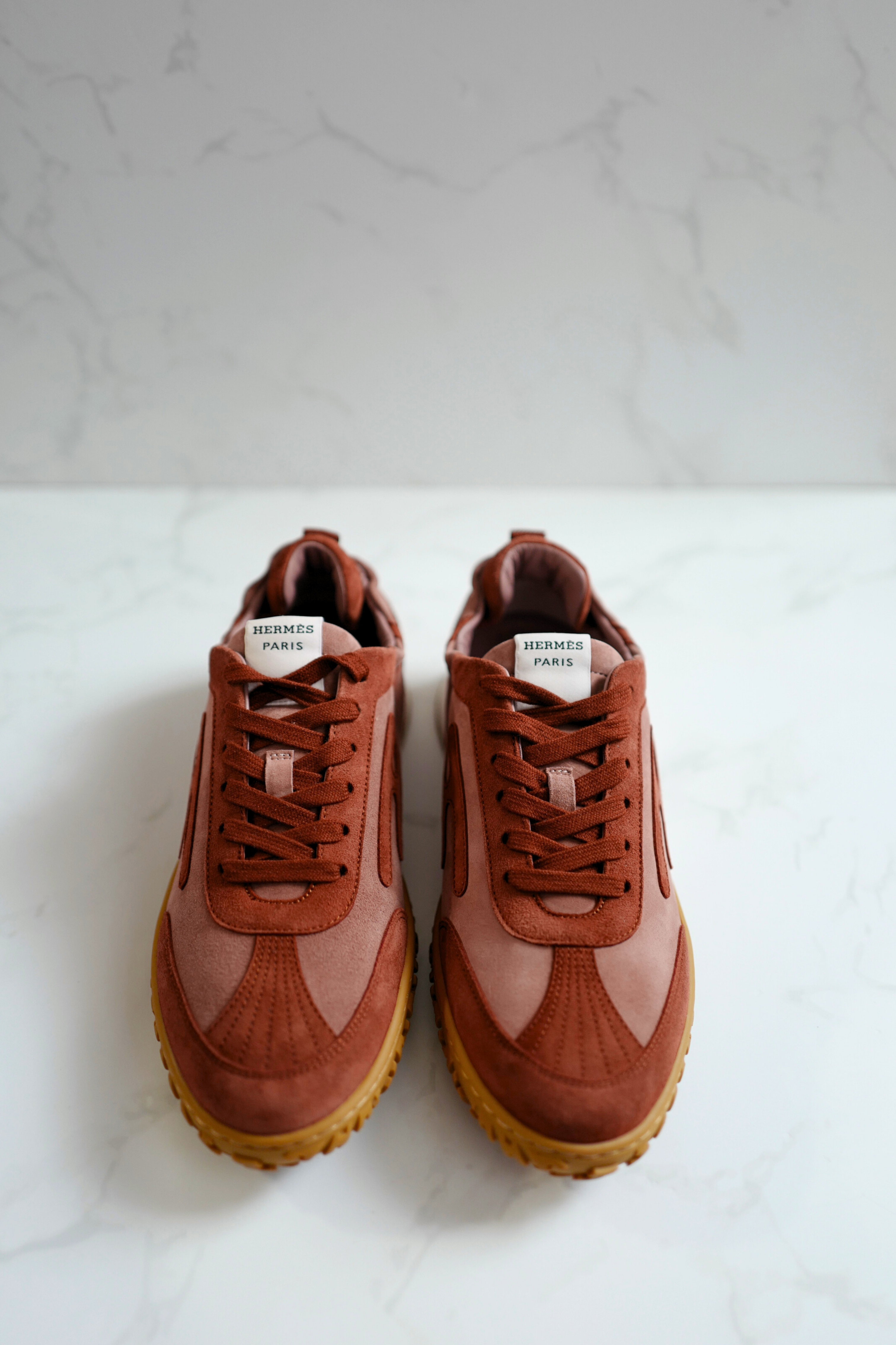 BNIB Hermes Women Sneakers Jet Velvet Rose Antique/Rouge size 38