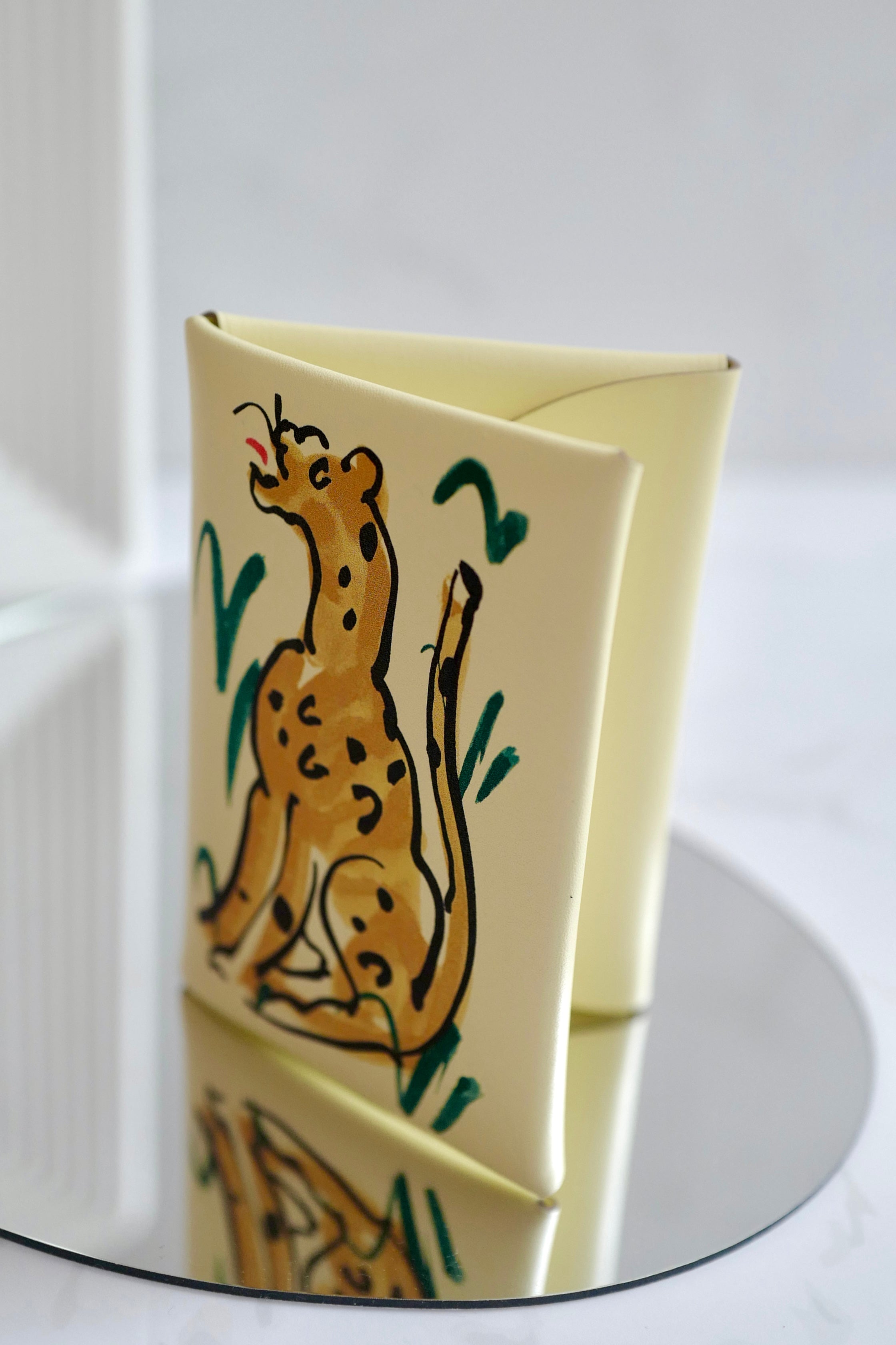 BNIB Hermes Calvi Duo in Spring Panther Veau Swift Card Holder PHW