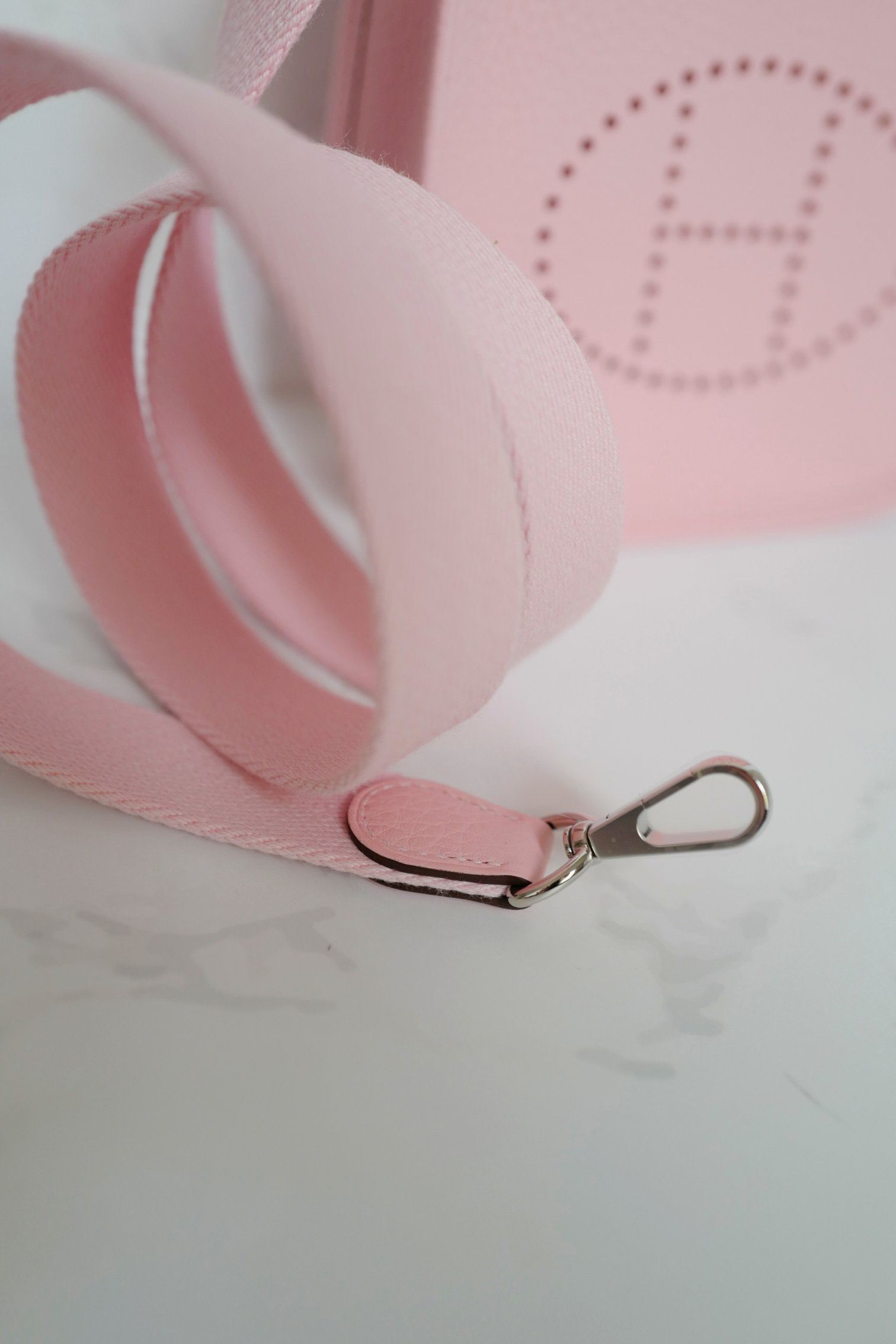 BNIB Hermès Mini Evelyne Bag Rose Sakura Clemence Leather Palladium Hardware