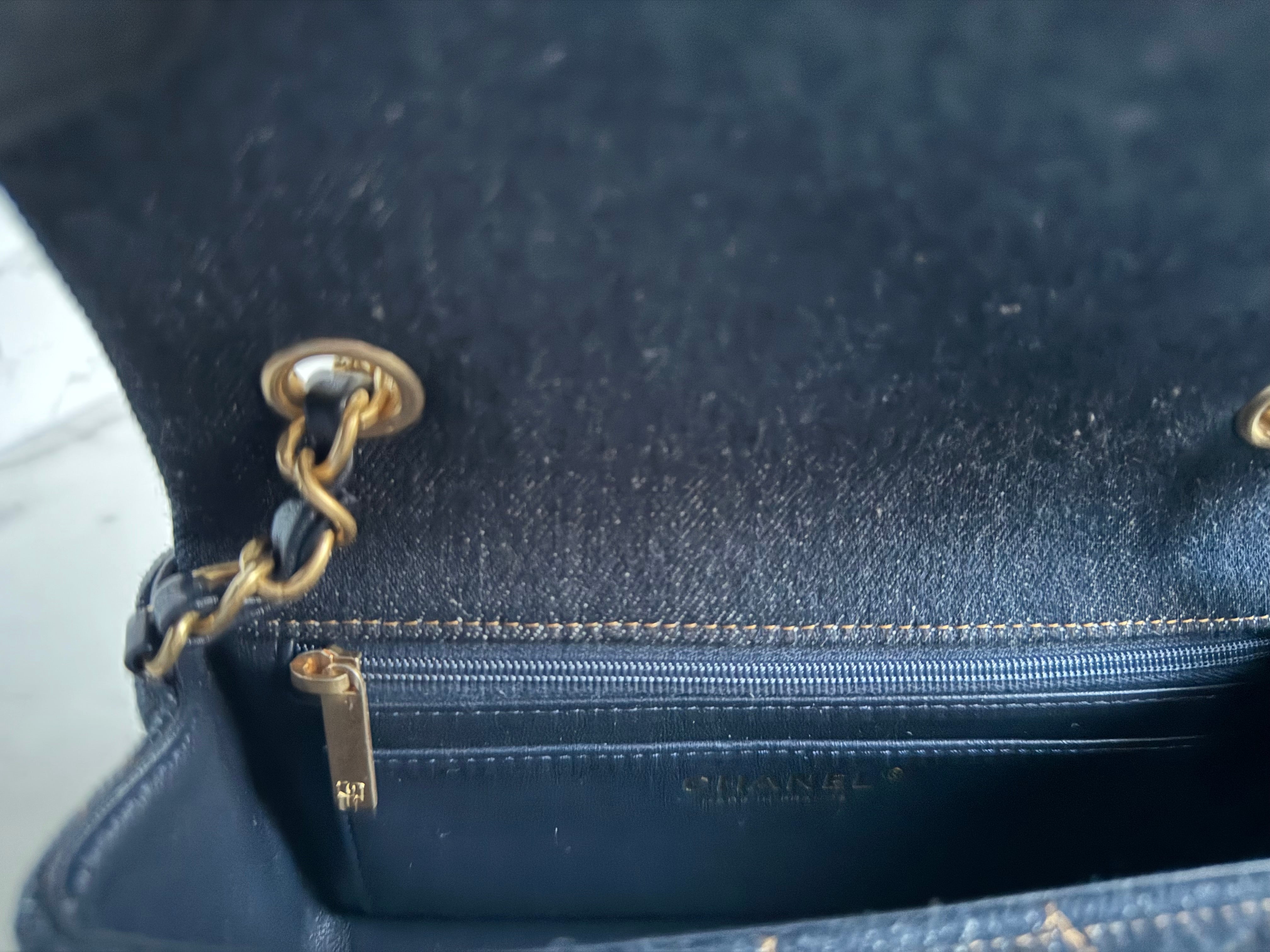 BNIB Chanel 25c Classic Mini Flap Bag in Denim Dark Blue Gold Hardware