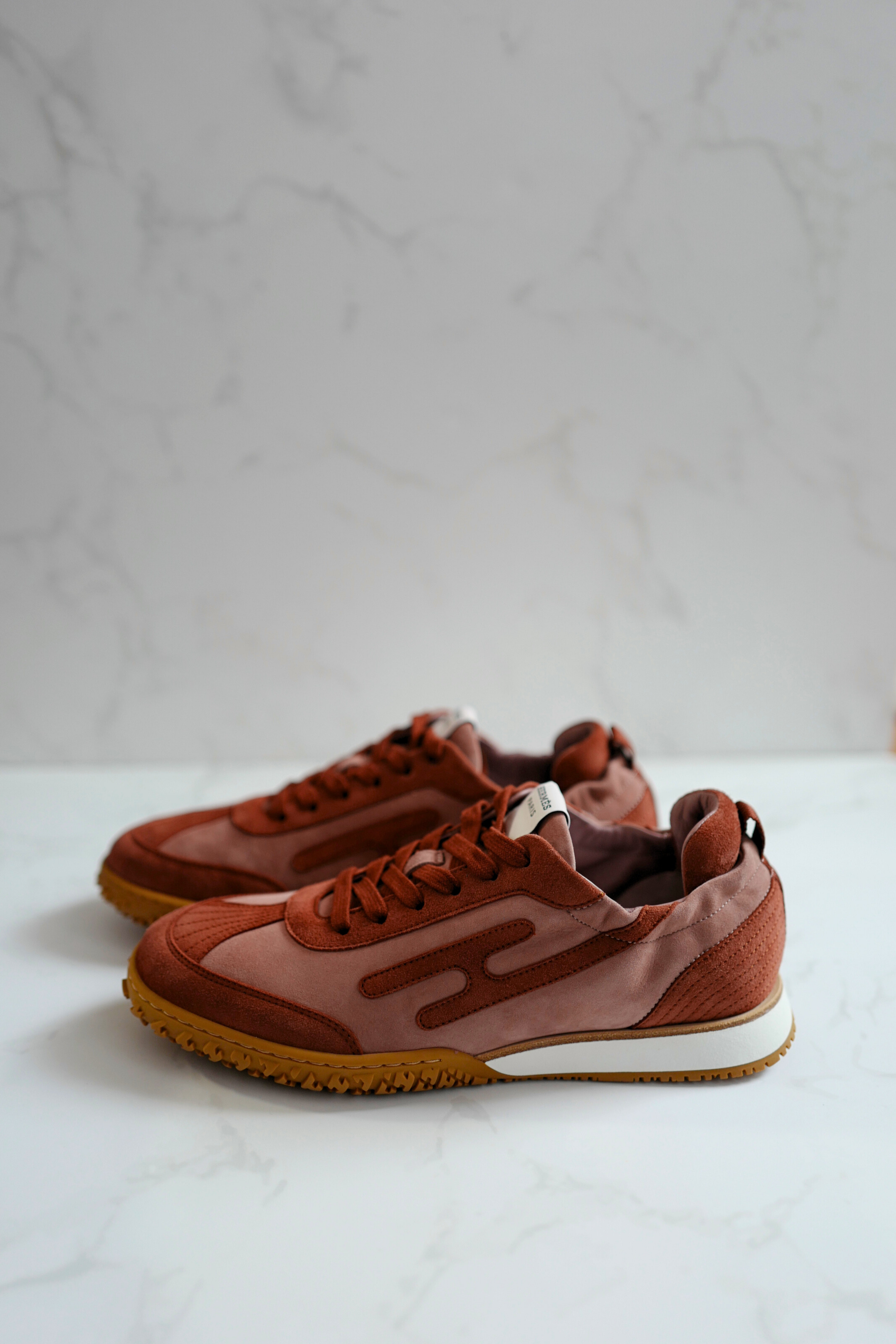 BNIB Hermes Women Sneakers Jet Velvet Rose Antique/Rouge size 38