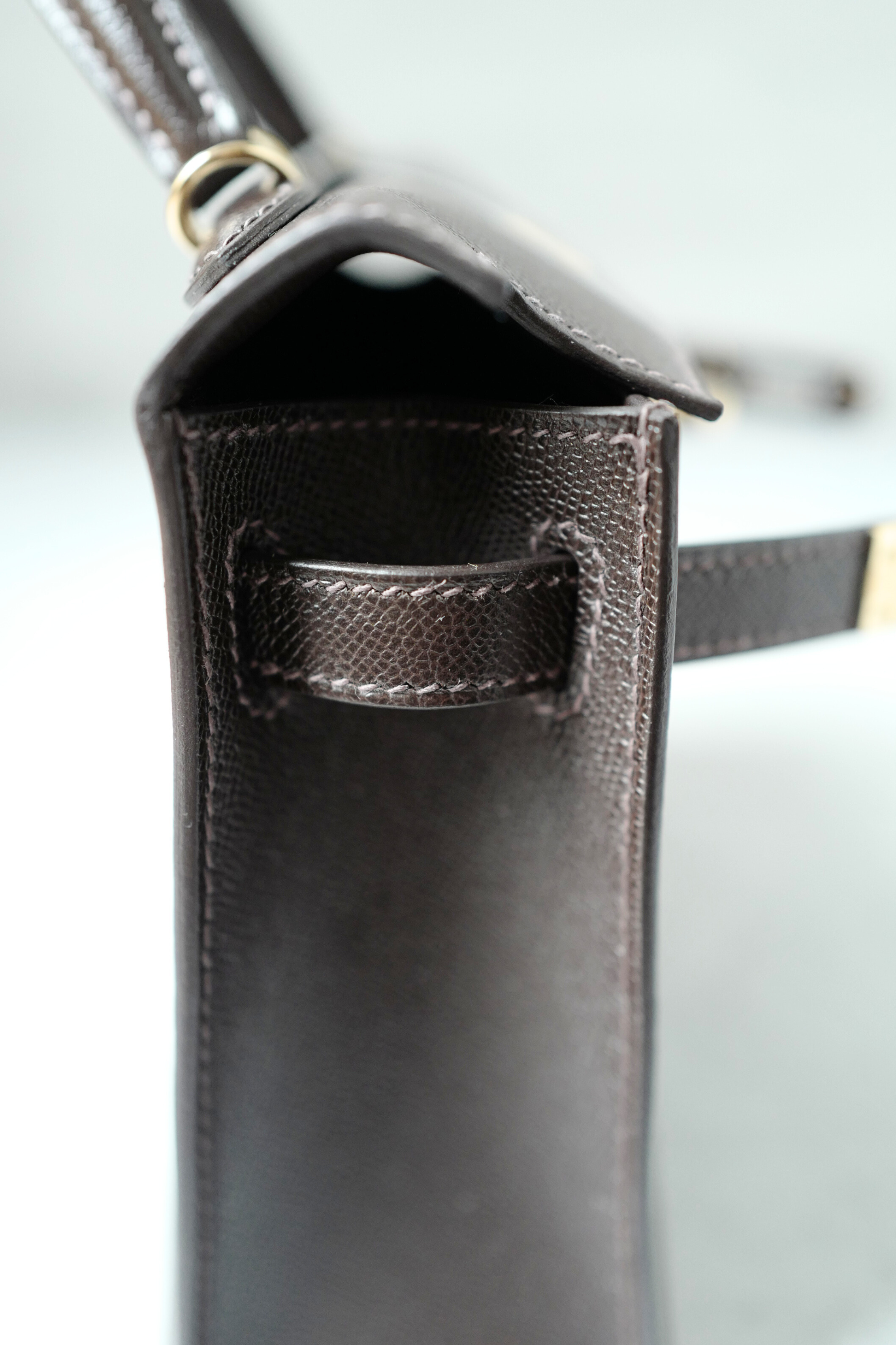 Hermès Mini Kelly 20 Bag in Bai Brun Veau Madame Leather with Permabrass Hardware K Stamp