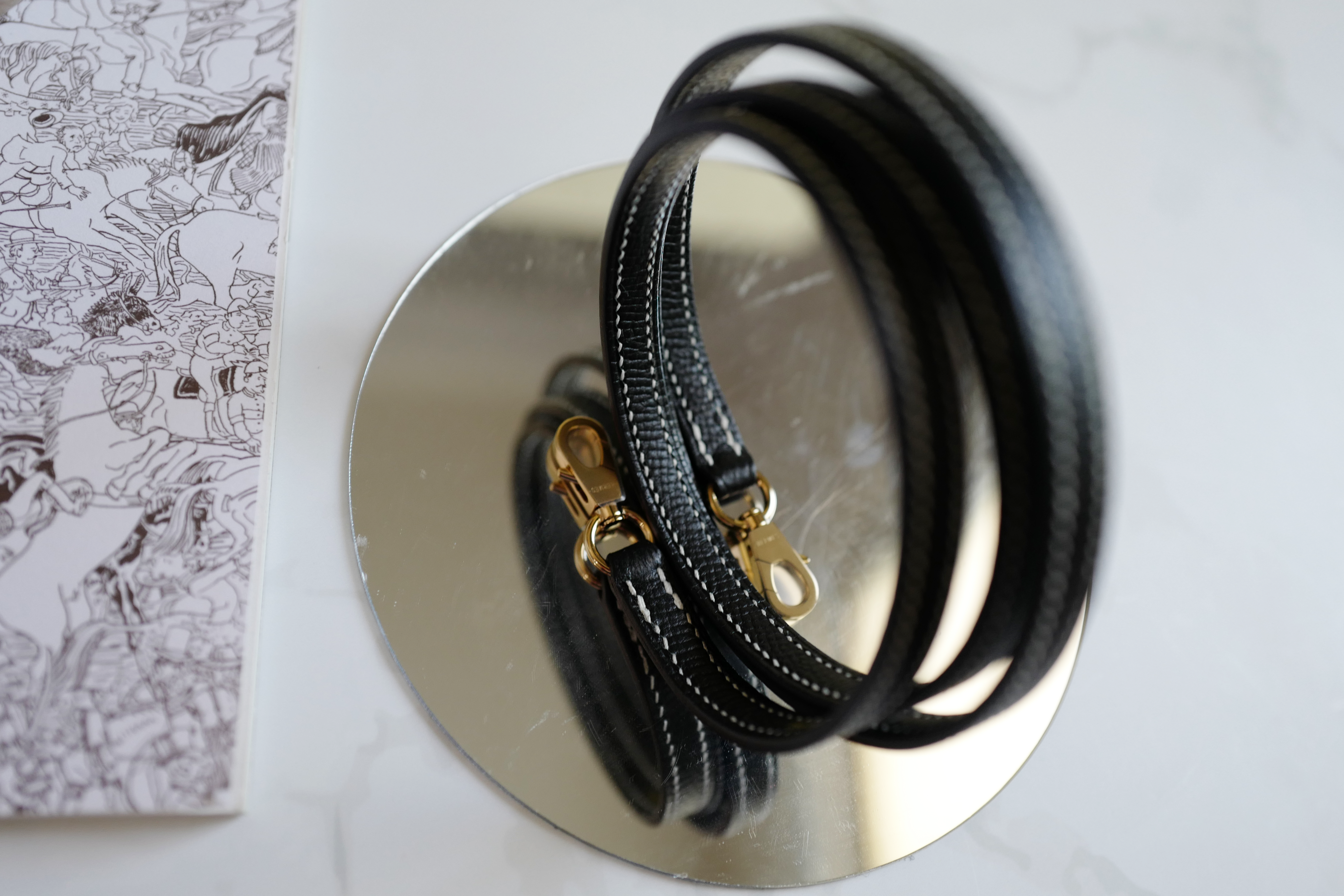 New Hermes Mini kelly 20 HSS Craie/Noir Black Epsom Permabrass HW 2023 Complete