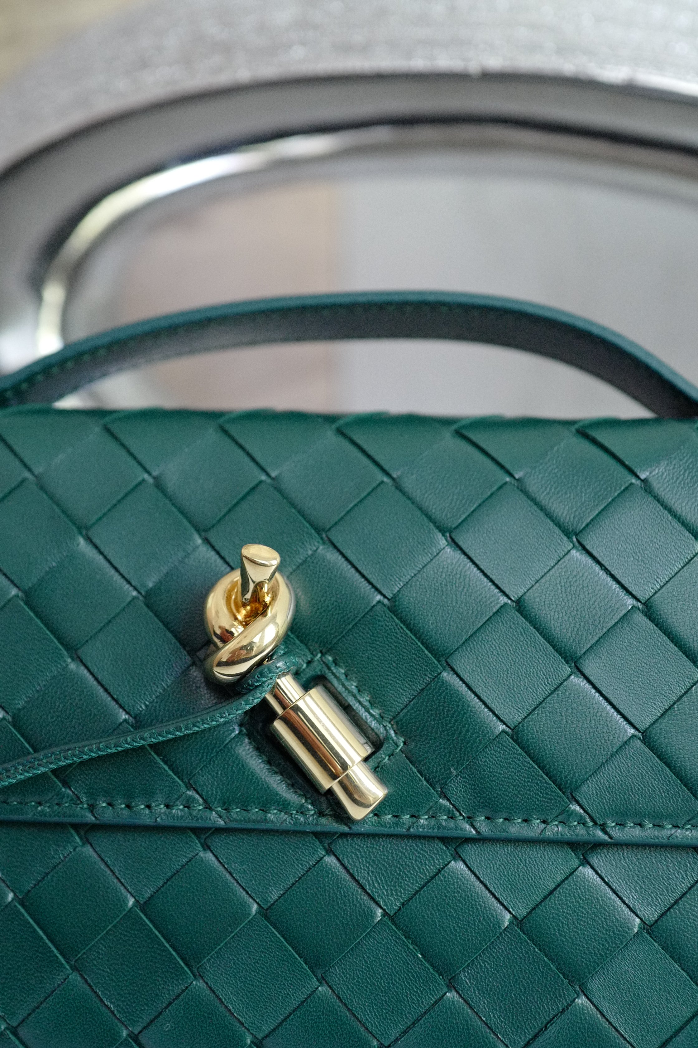 Bottega Veneta Andiamo Clutch Emerald Green NEW