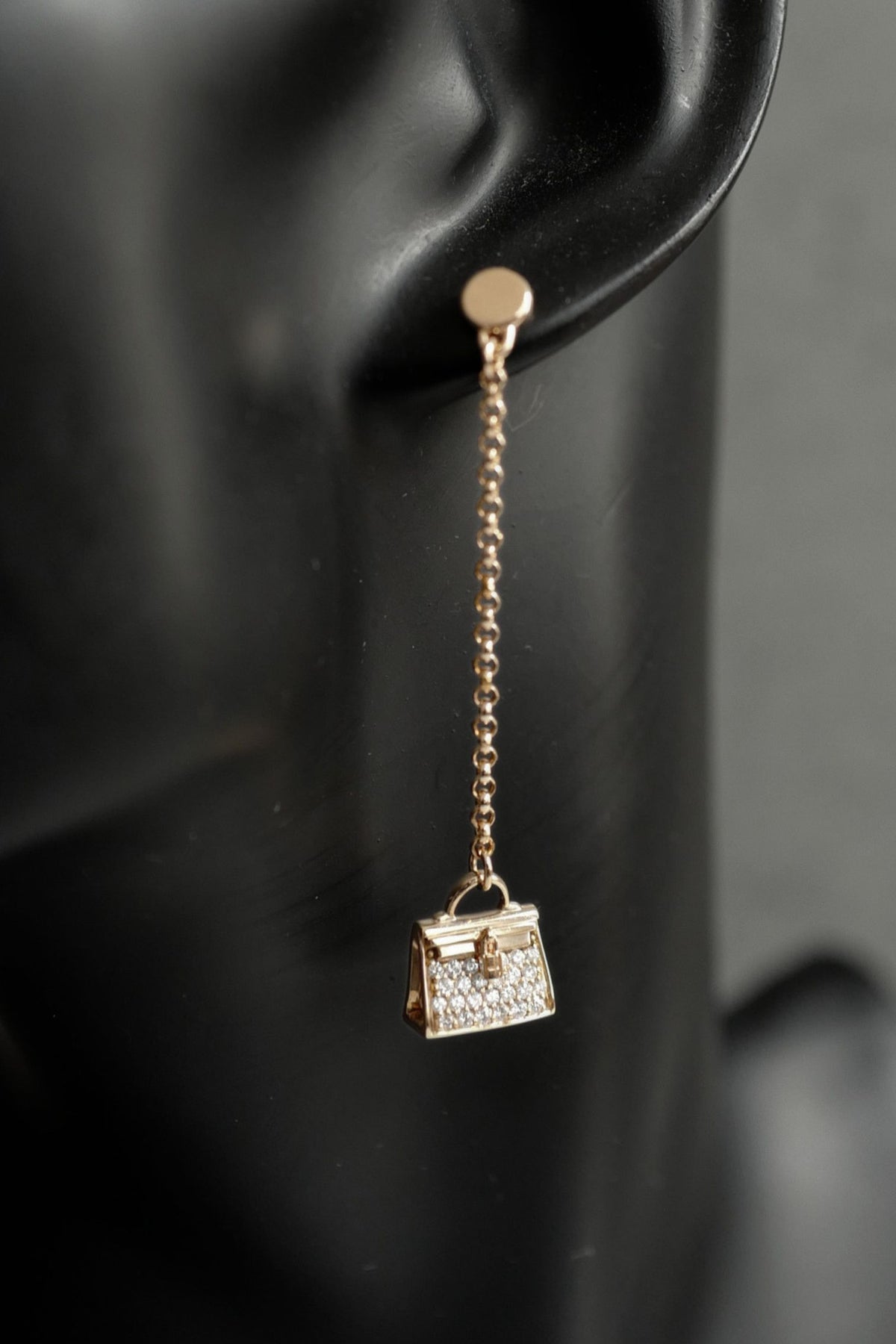 Hermes 18K Chaine Amulette Kelly Diamonds Rose Gold Ear Studs Earrings BNIB $10K