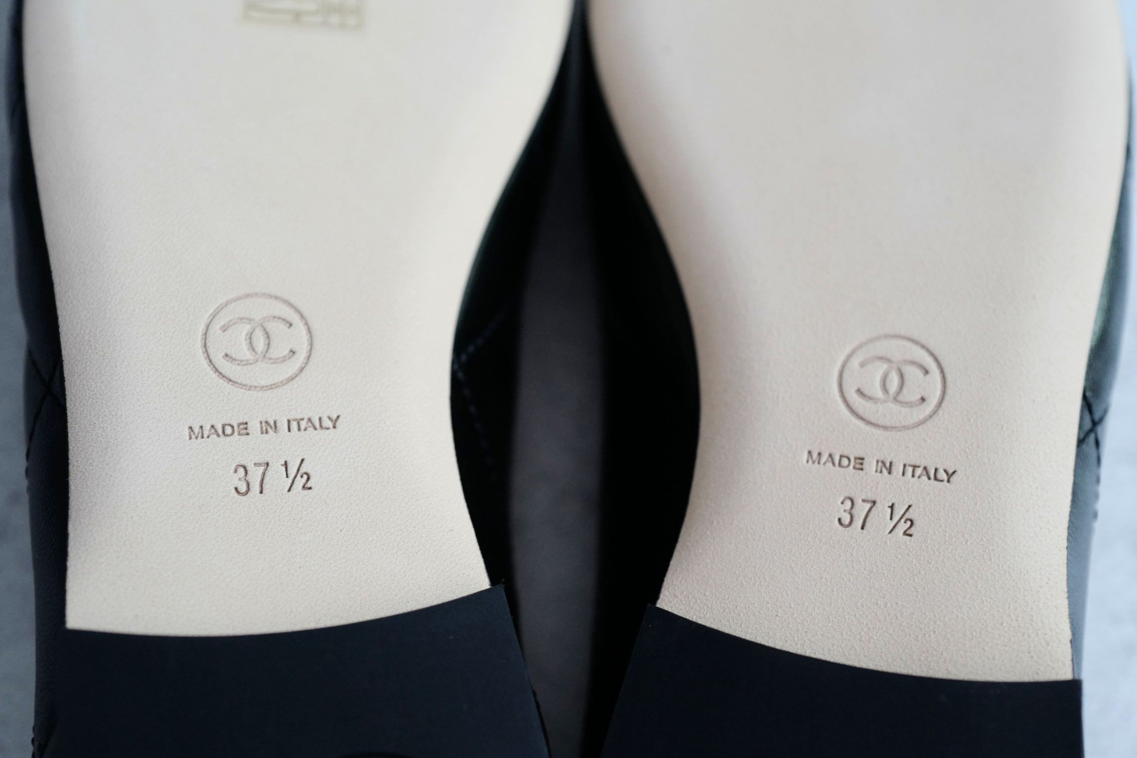 Chanel 26M Coco Beach Ballet Flats Black Lambskin Size 37.5