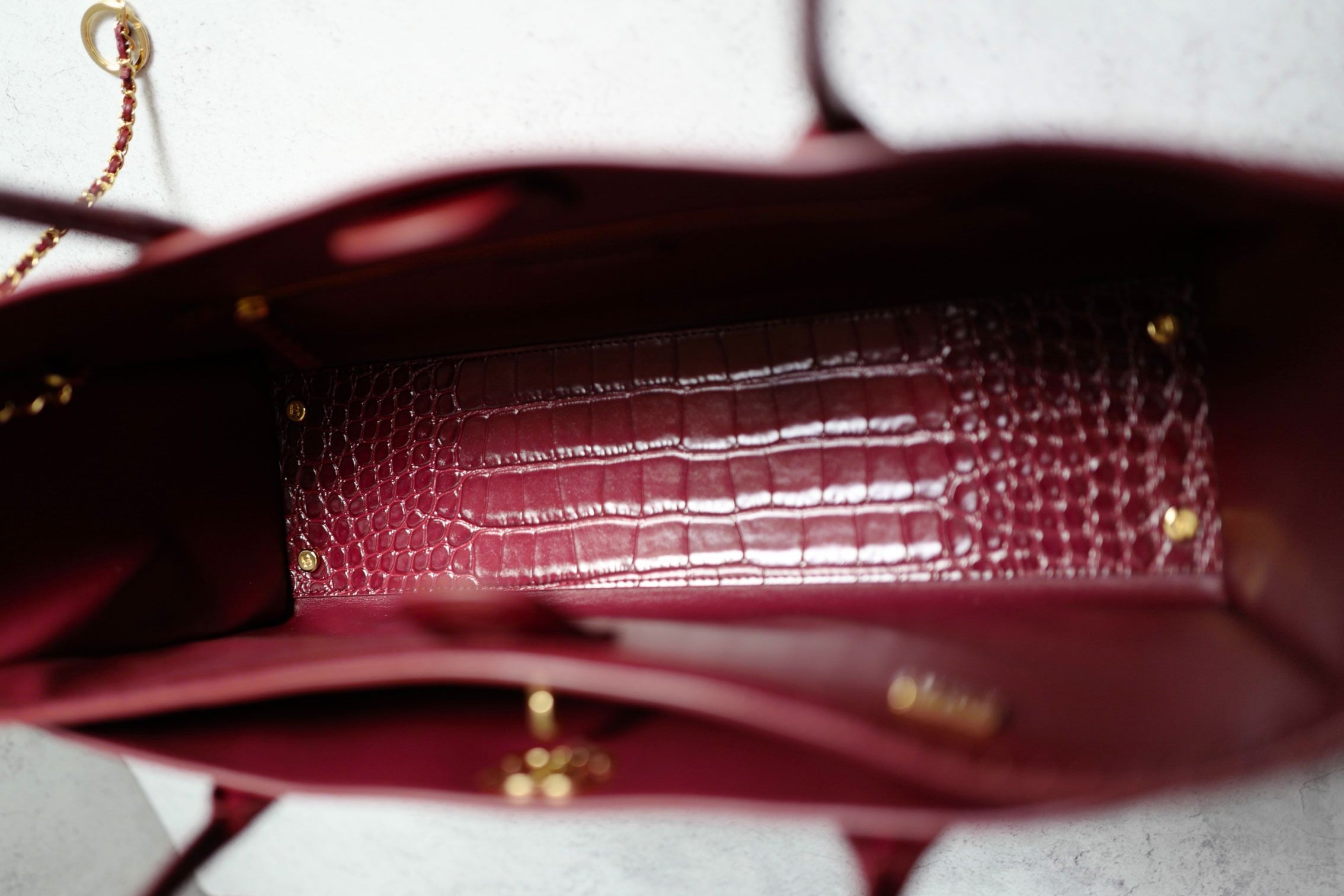 Chanel 26S Matthieu Blazy's Small Tote Red Crocodile Embossed Calfskin GHW