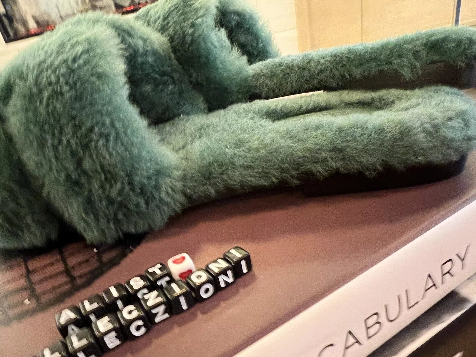 Hermes Oran Vert Anglais Fur Pom Pom Fuzzy Size 37.5 BNIB