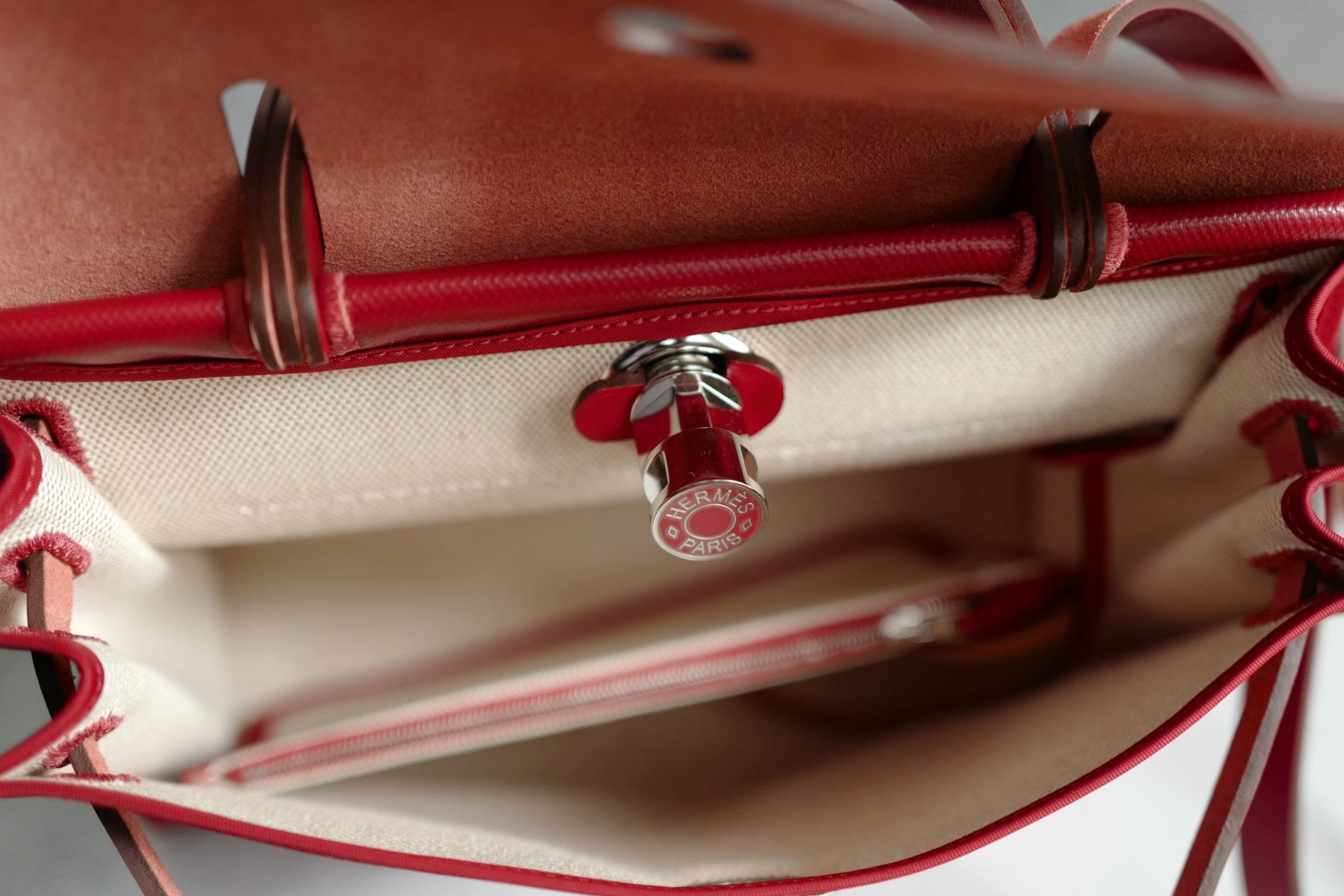 BNIB Hermes Herbag Zip 31 Berline Rouge Piment Waterproof