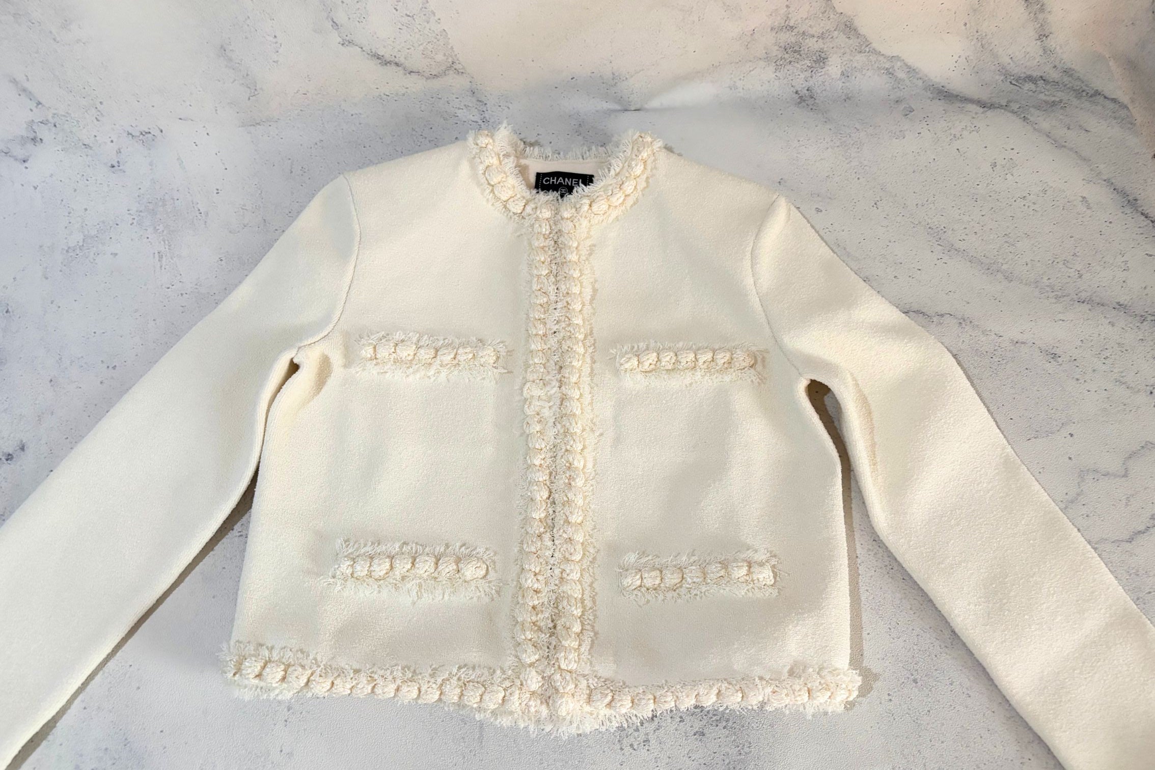 NEW Chanel Métiers d’art 2026 Collection Jacket Ivory in Silk Size 36