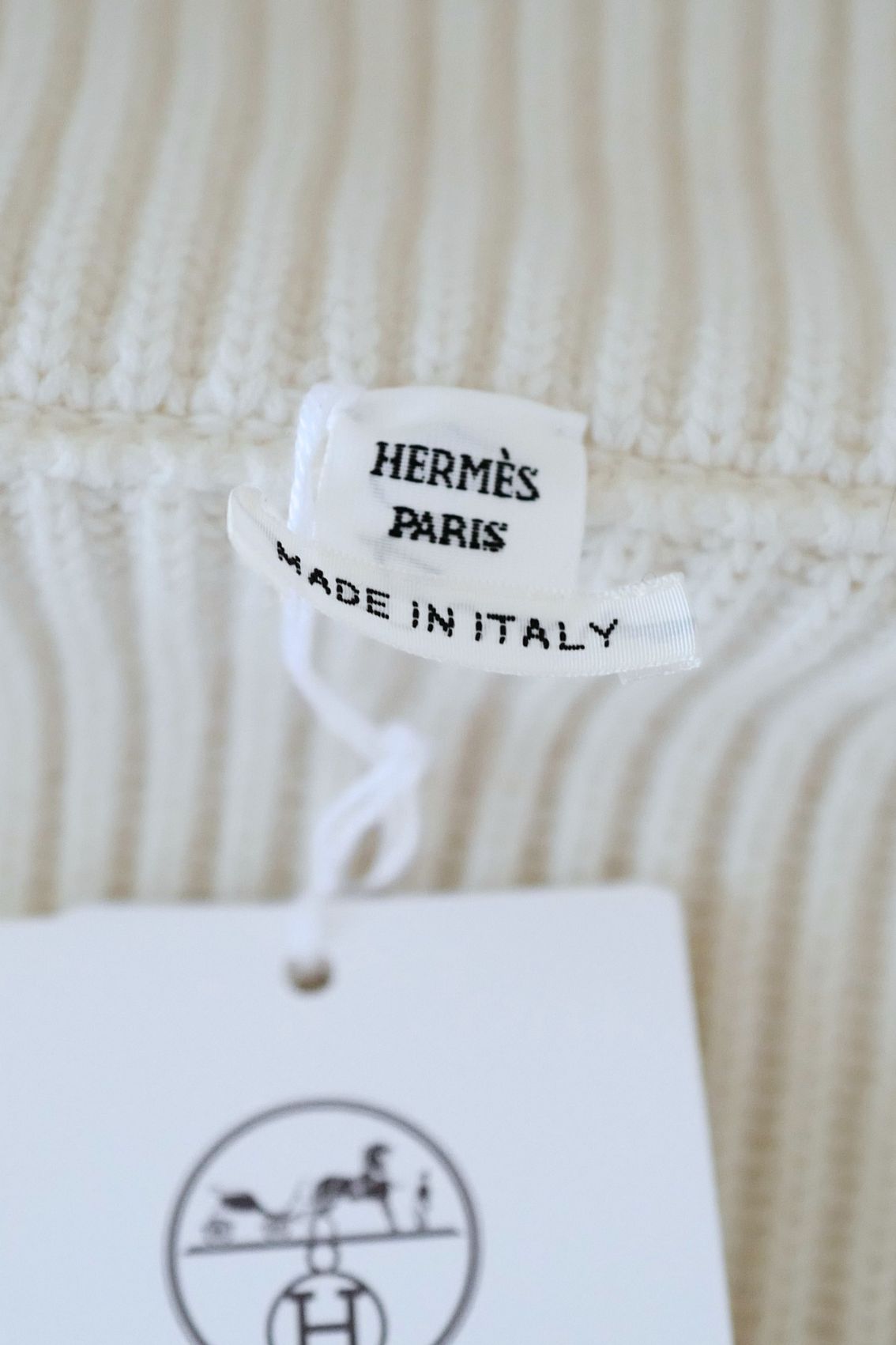 Hermès Blousson Cardigan Blanc Naturel Wool Knit Size 38