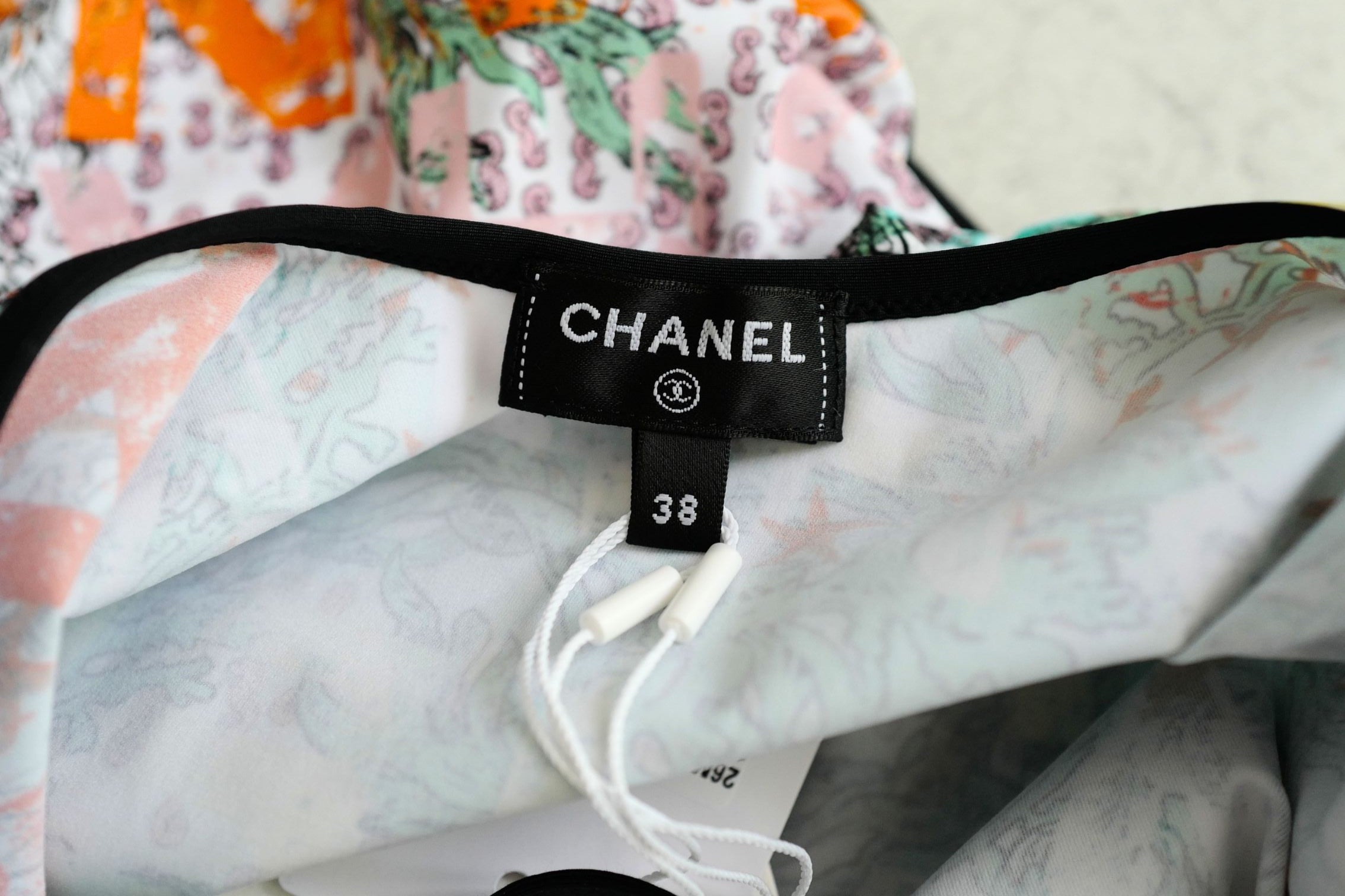 Chanel 26M Coco Beach Swimsuit Multicolor Stretch Jersey Size 38