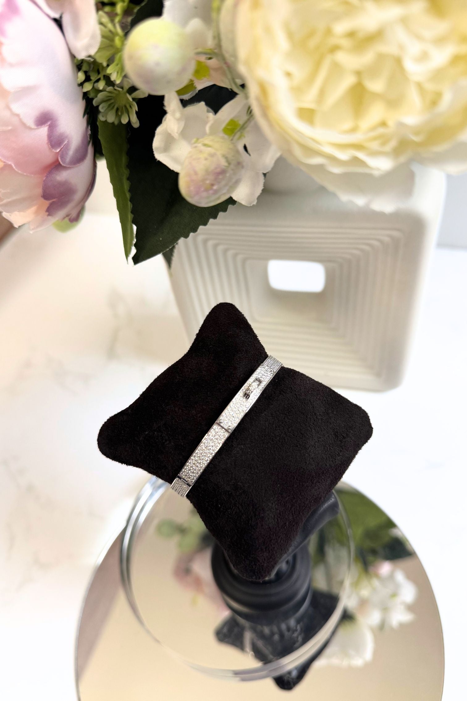 Hermès Kelly Bangle Bracelet PM Full Diamond 18K White Gold Size SH