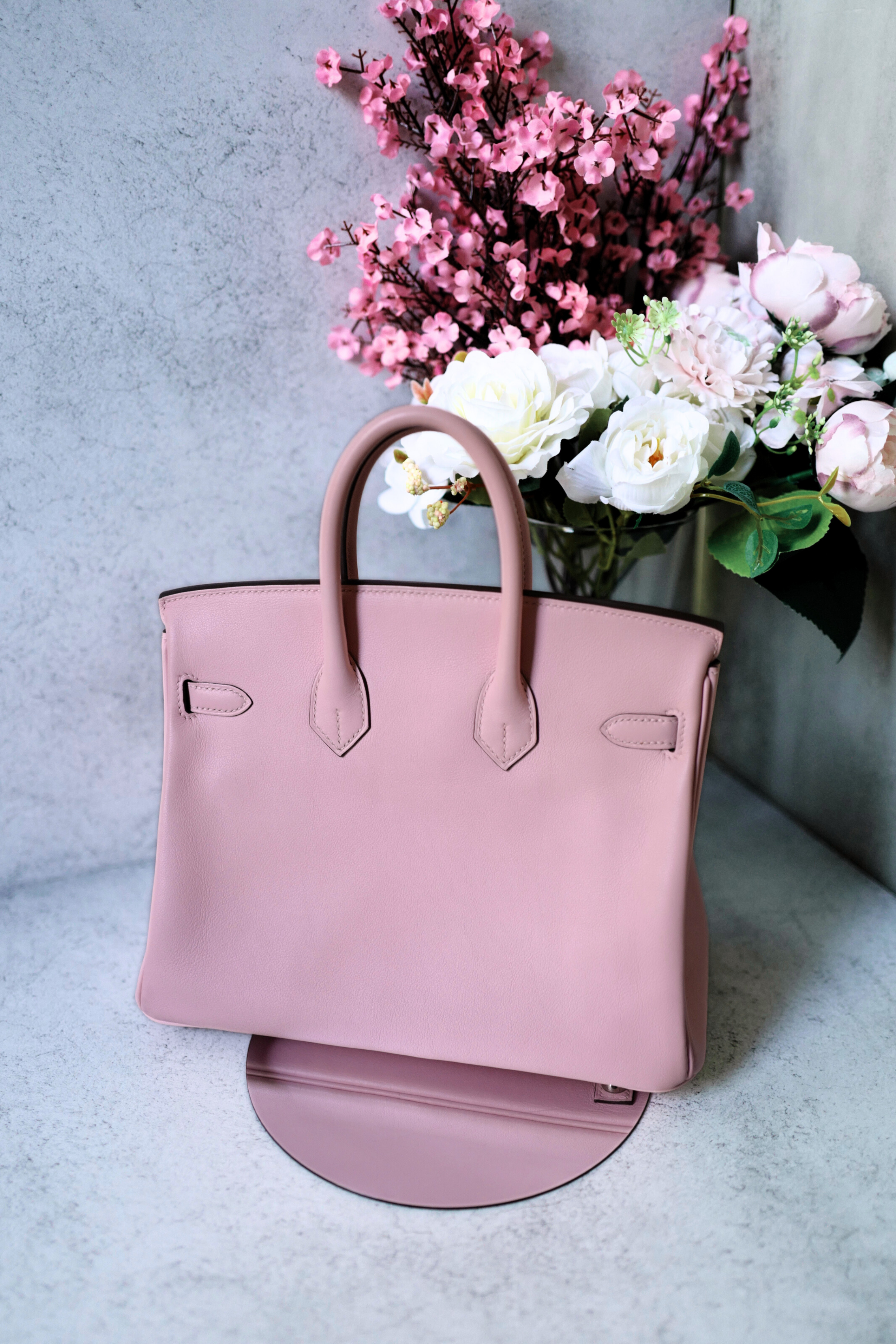 Hermès Birkin 25 Rose Sakura Swift Palladium Hardware D Stamp