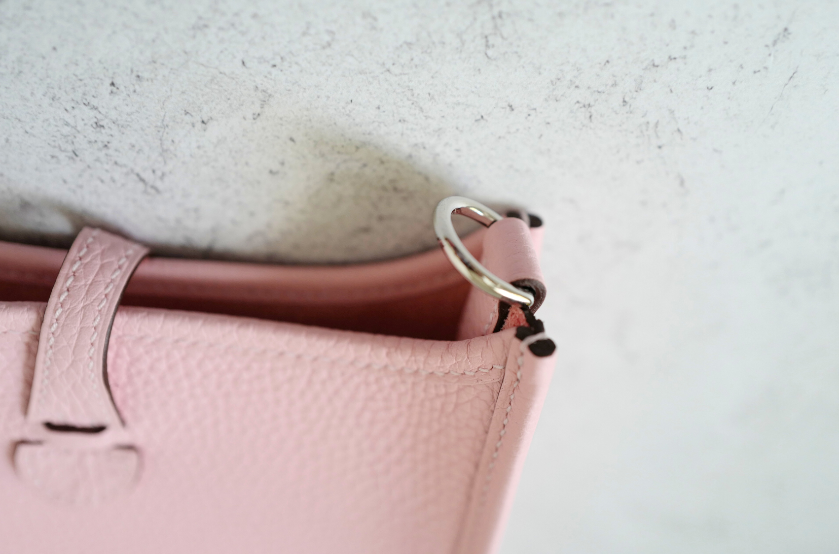 BNIB Hermès Mini Evelyne Bag Rose Sakura Clemence Leather Palladium Hardware