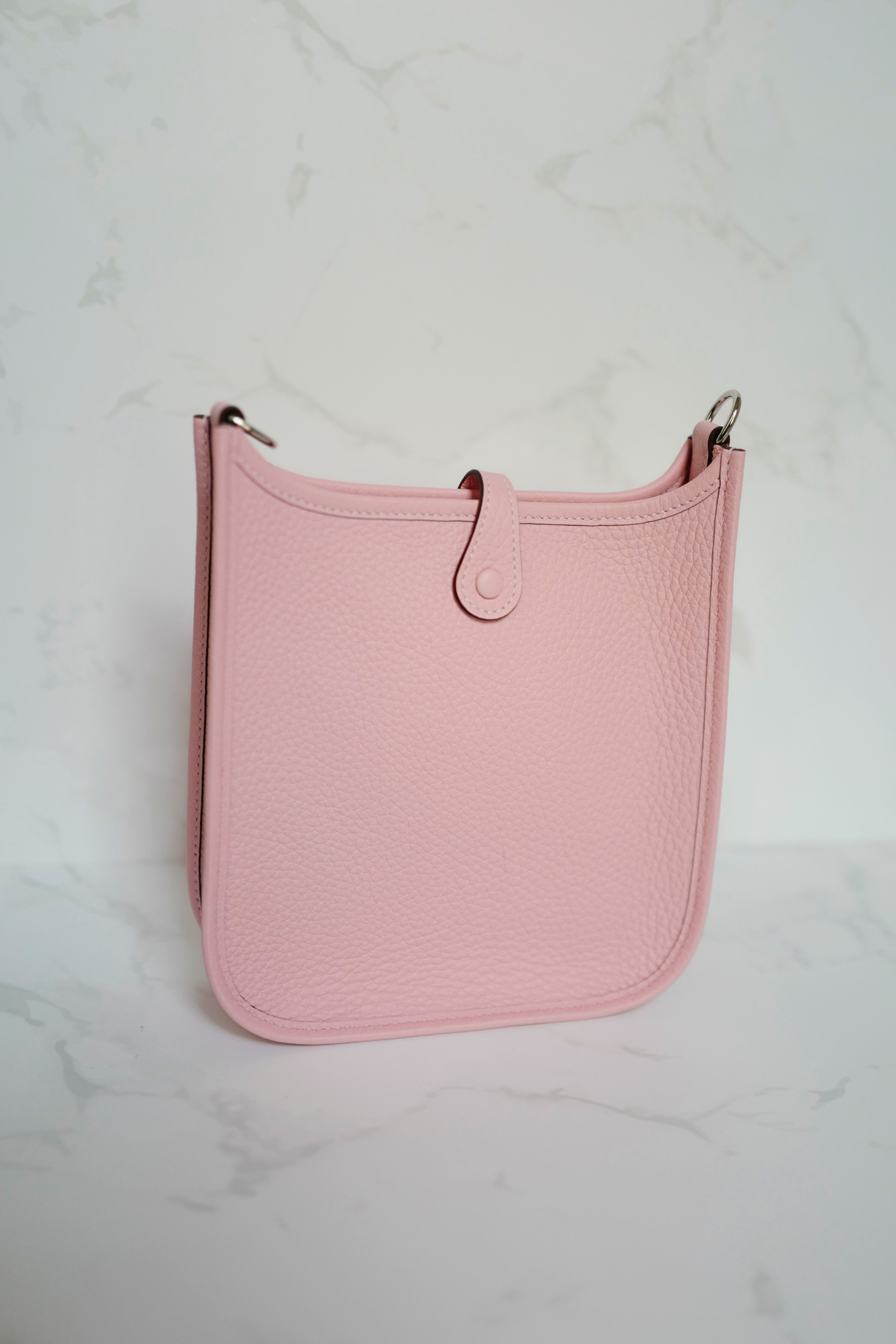 BNIB Hermès Mini Evelyne Bag Rose Sakura Clemence Leather Palladium Hardware