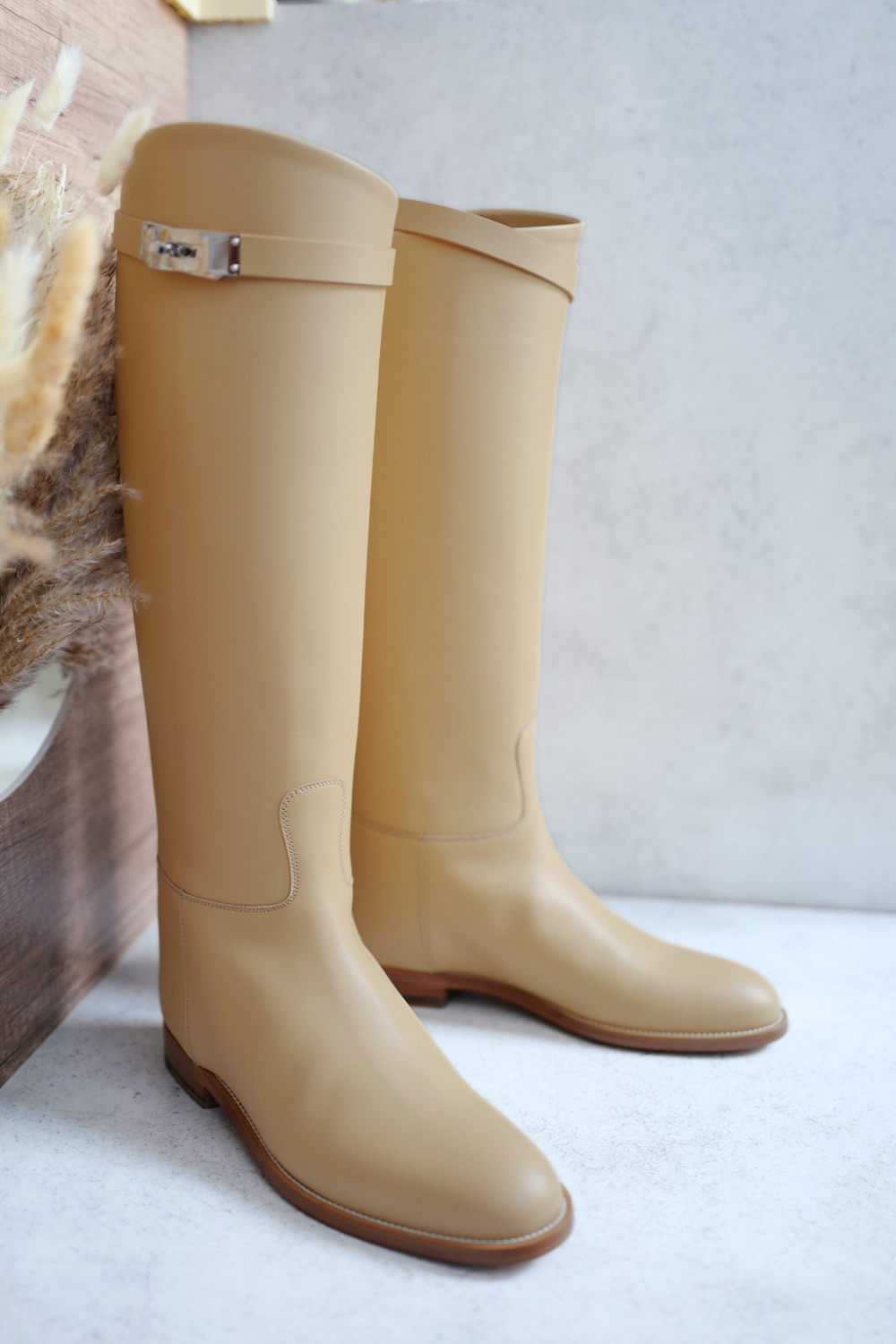 BNIB Hermes Jumping Boot Beige Natura Size 38