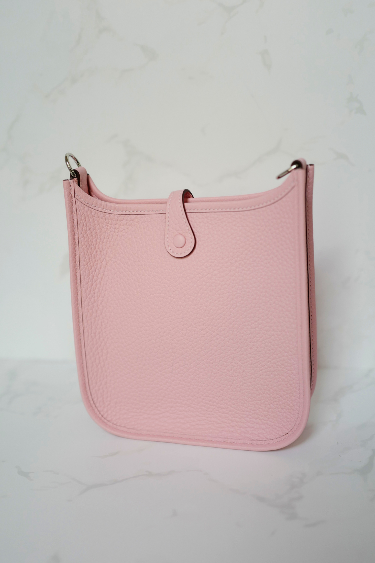 BNIB Hermès Mini Evelyne Bag Rose Sakura Clemence Leather Palladium Hardware