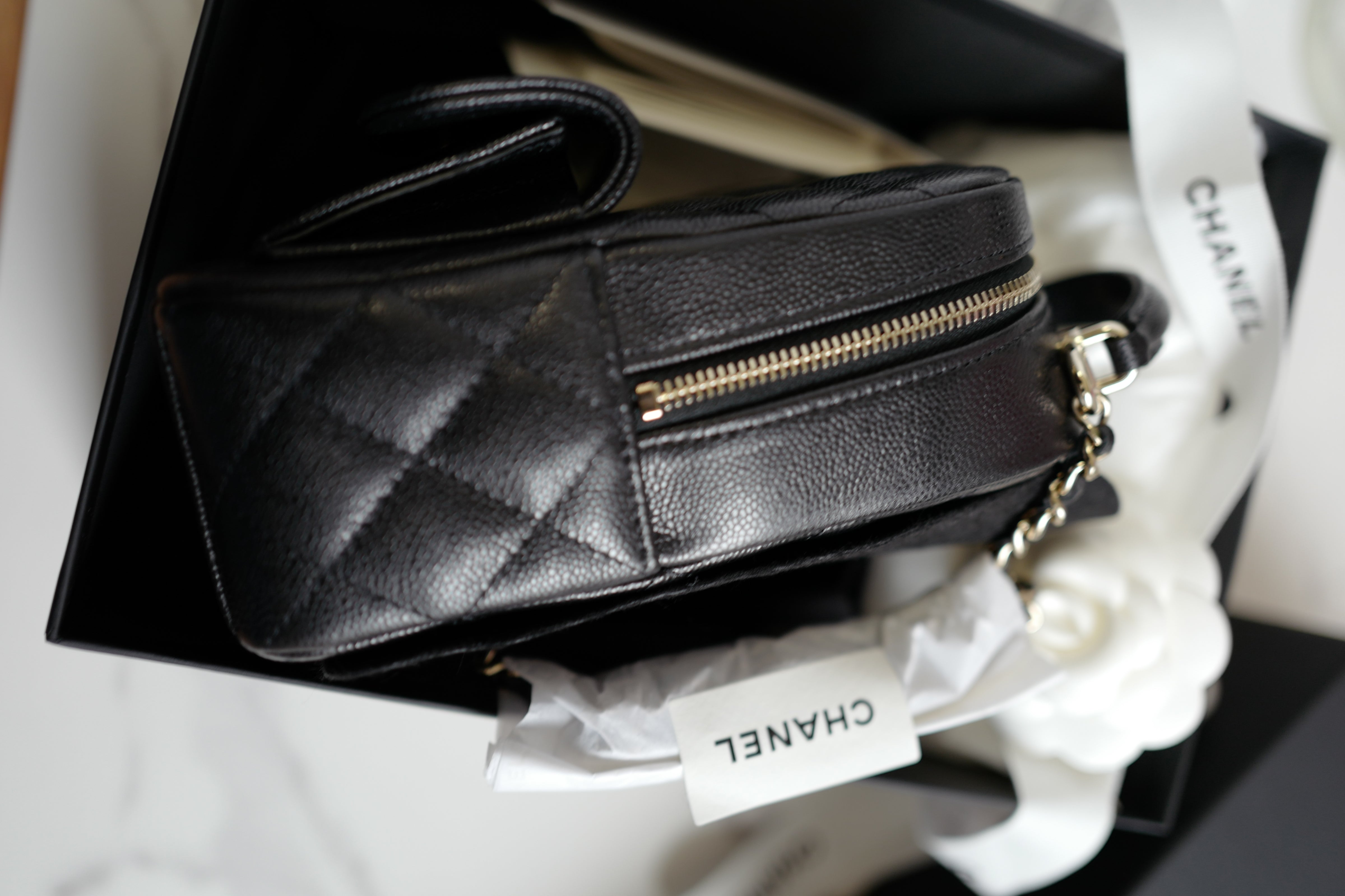 BNIB Chanel 24C Mini Backpack in Black Grained Leather with Light Gold HW
