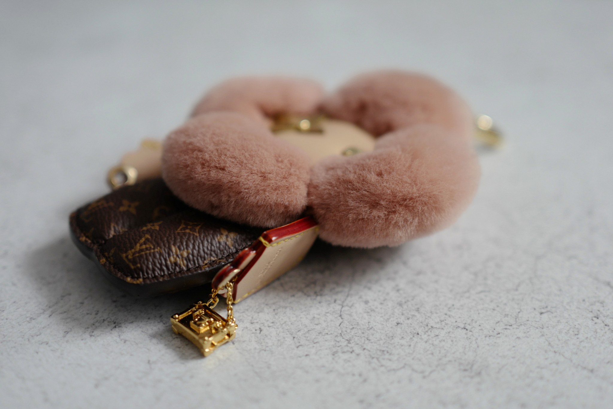 Louis Vuitton Vivienne Fashionista Bag Charm Brown Mink Leather Gold Hardware
