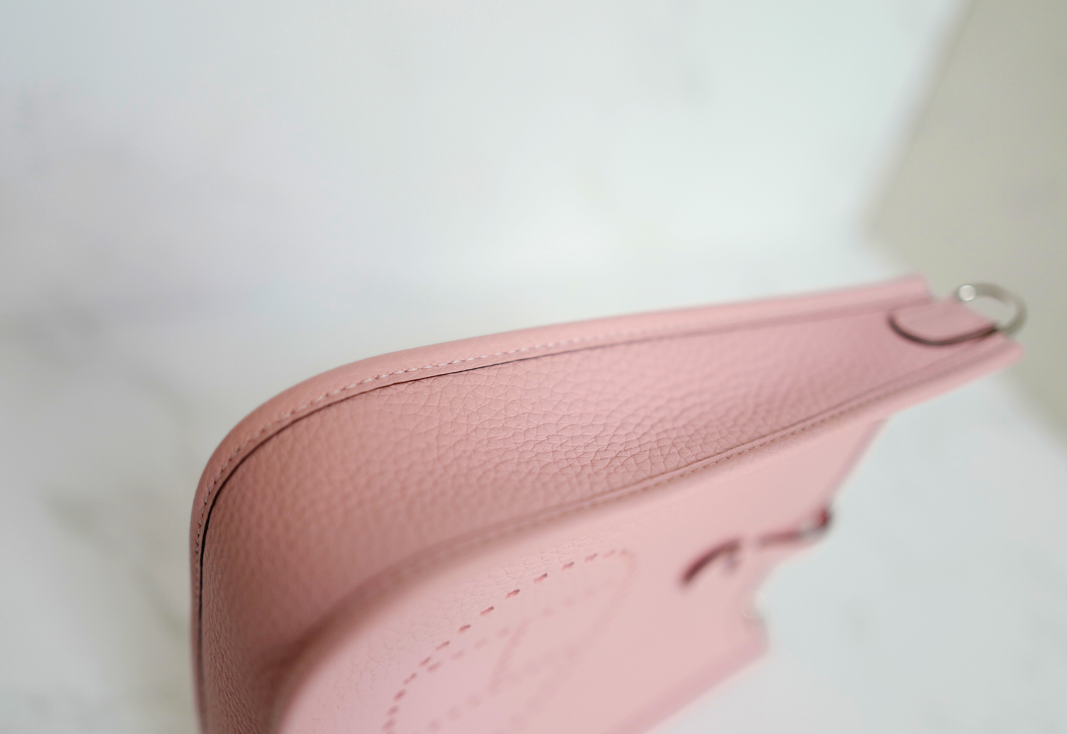 BNIB Hermès Mini Evelyne Bag Rose Sakura Clemence Leather Palladium Hardware