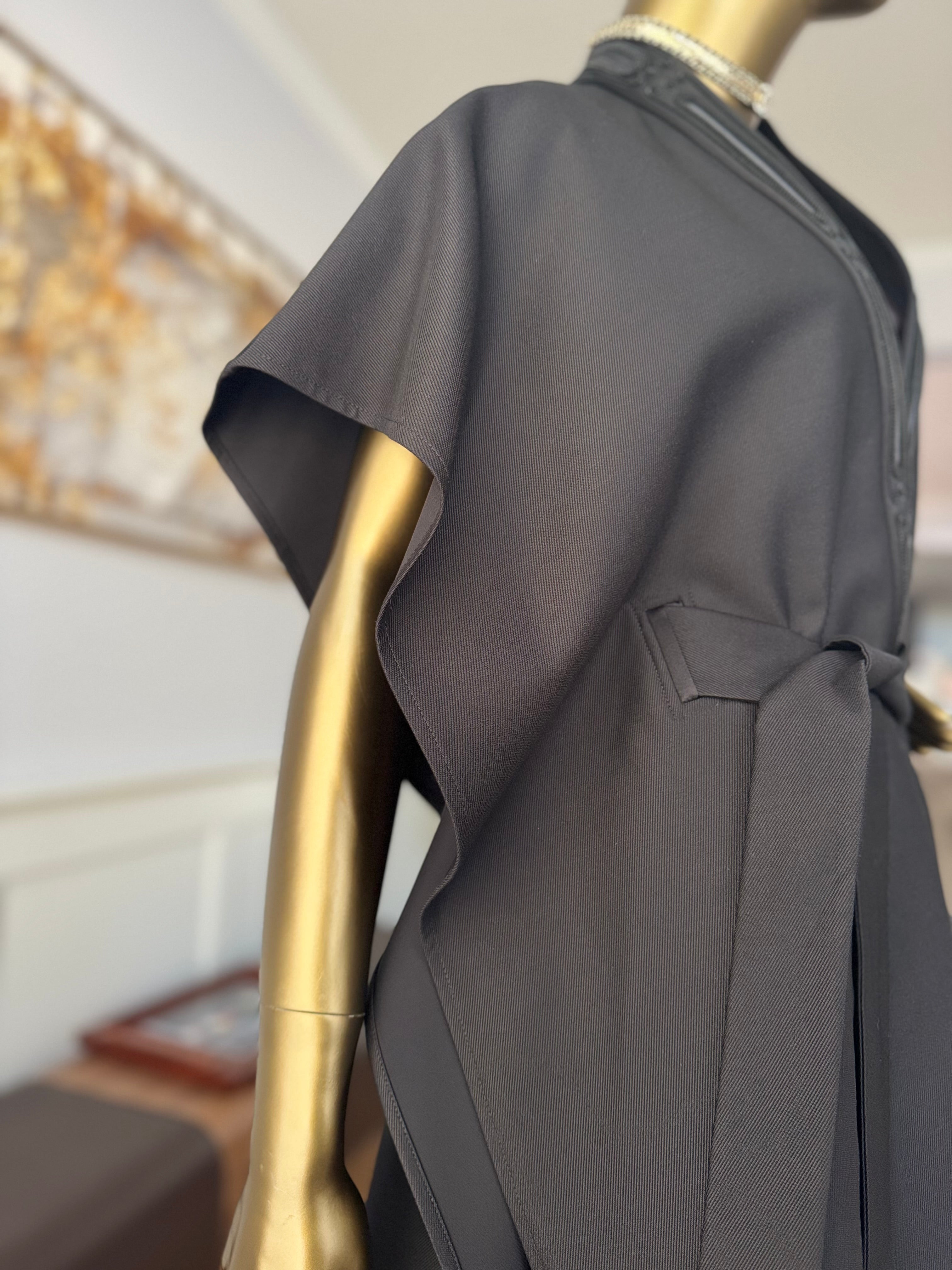 NEW Hermes Embroidered Long Poncho Vest Size 34 Noir Black Over $7K Retail