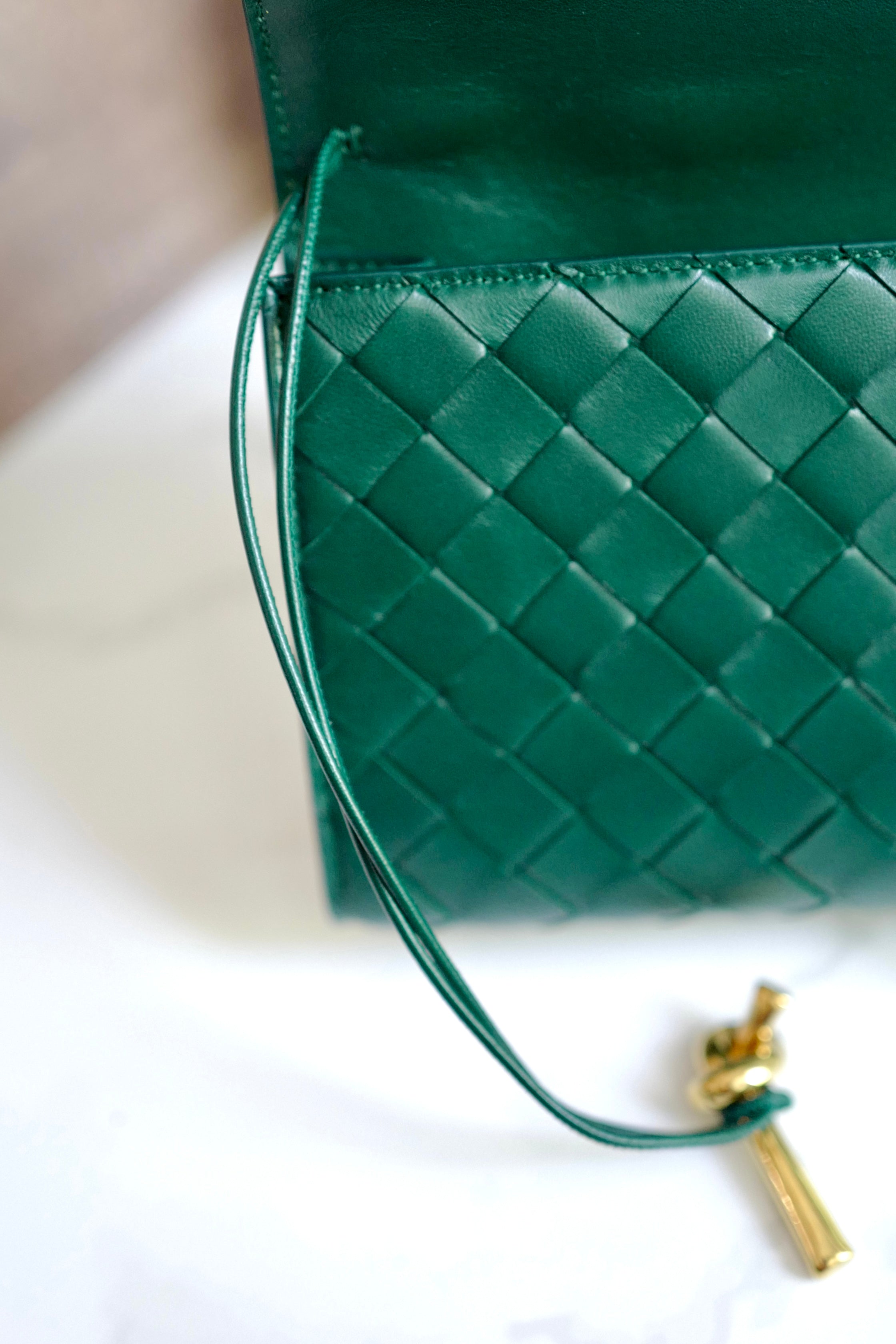 Bottega Veneta Andiamo Clutch Emerald Green NEW