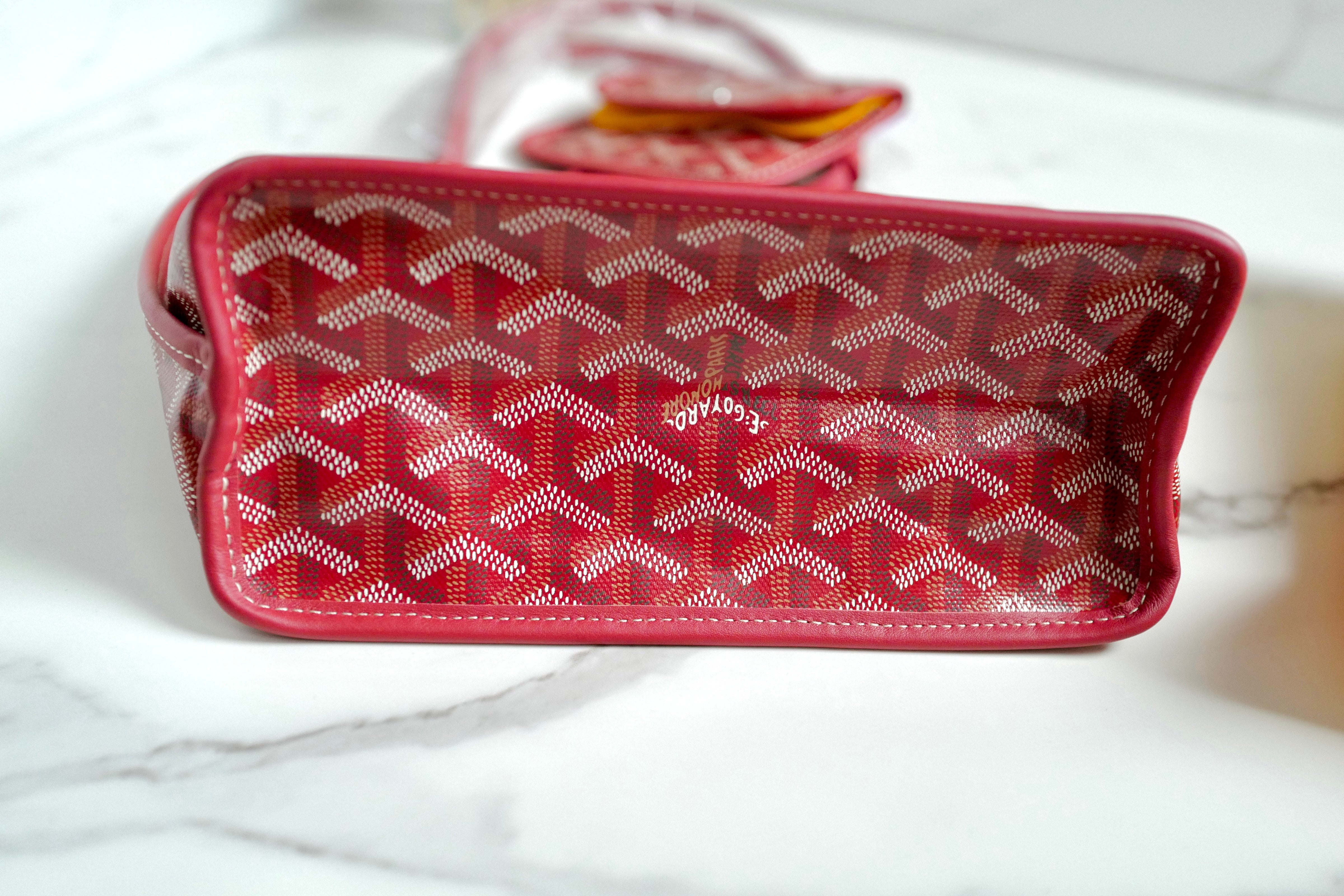 NEW Goyard Anjou Mini Tote Bag in Red with Palladium Hardware