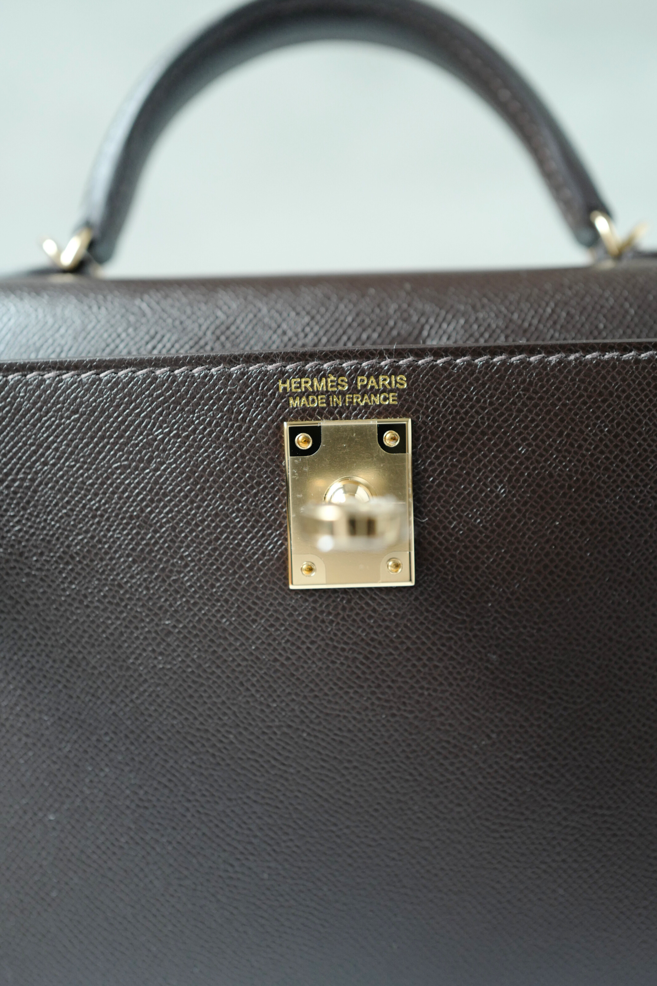 Hermès Mini Kelly 20 Bag in Bai Brun Veau Madame Leather with Permabrass Hardware K Stamp