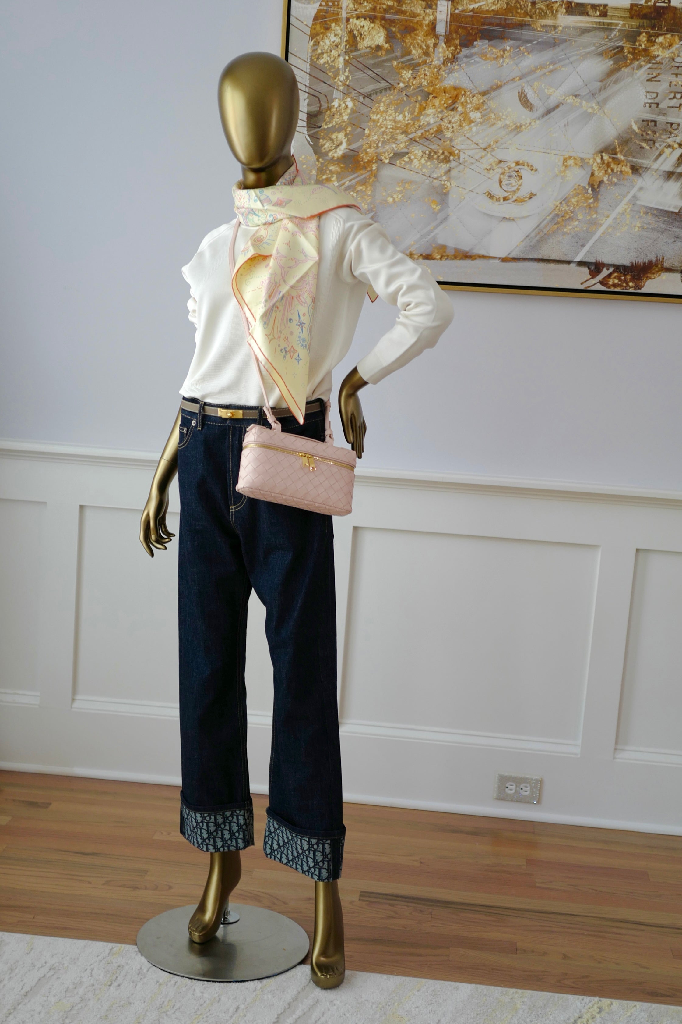 NEW Hermes Please Hold The Line Ac/Vanilla/Bleu 90 silk scarf