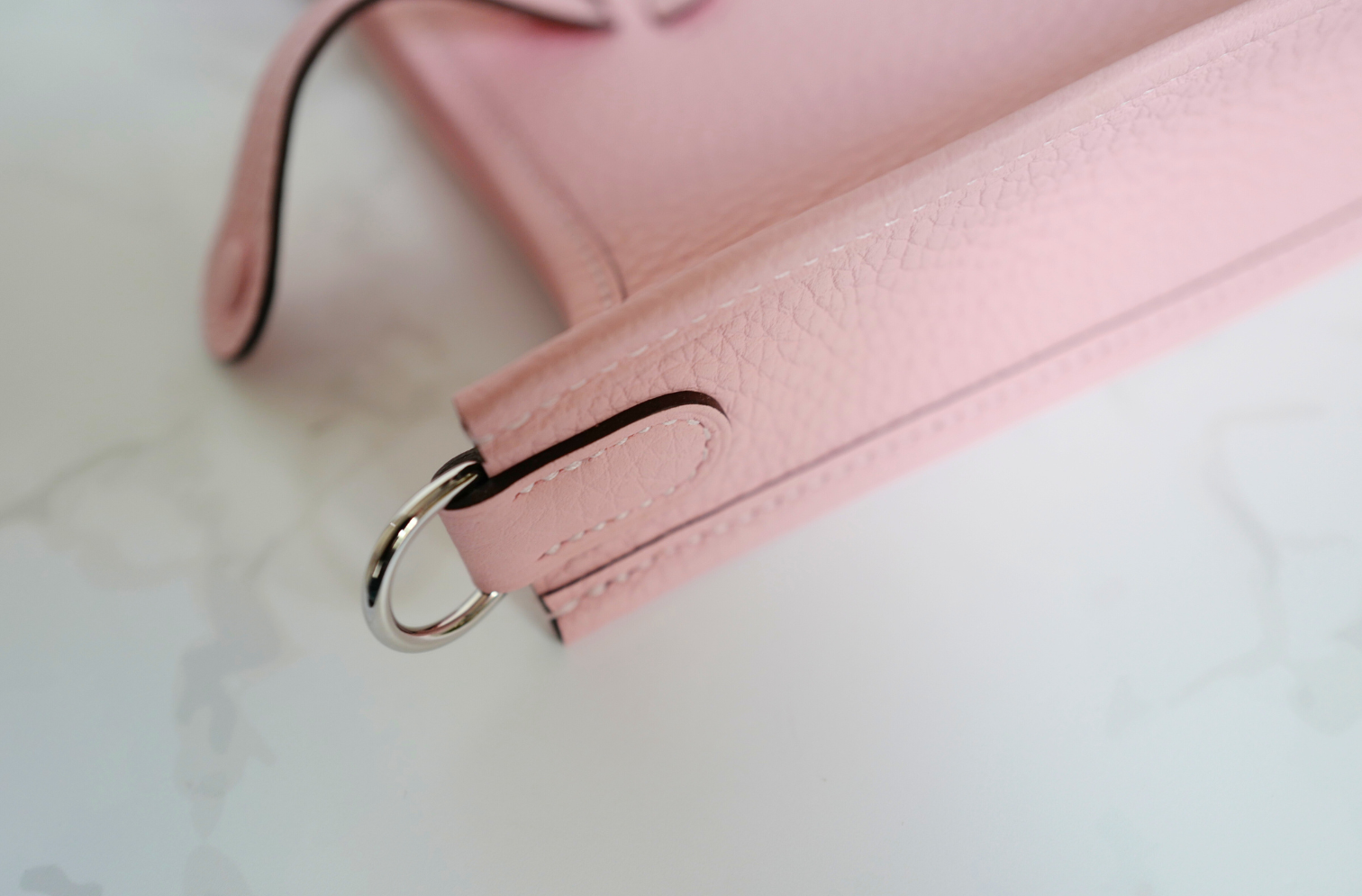 BNIB Hermès Mini Evelyne Bag Rose Sakura Clemence Leather Palladium Hardware